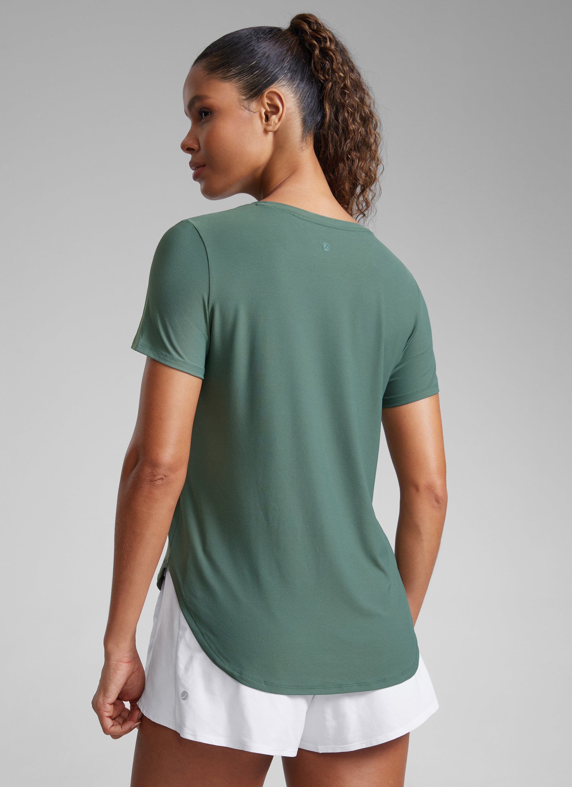 חולצה קצרה Cloudweight Crewneck שסע צד - Graphite Green