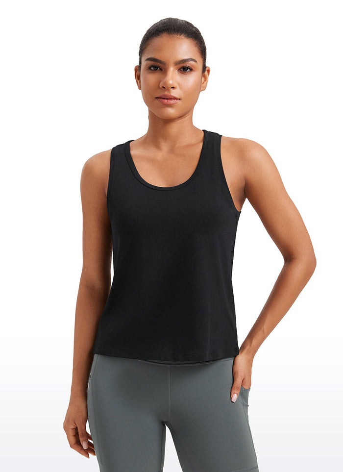 גופייה Pima Cotton Scoop Neck - שחור