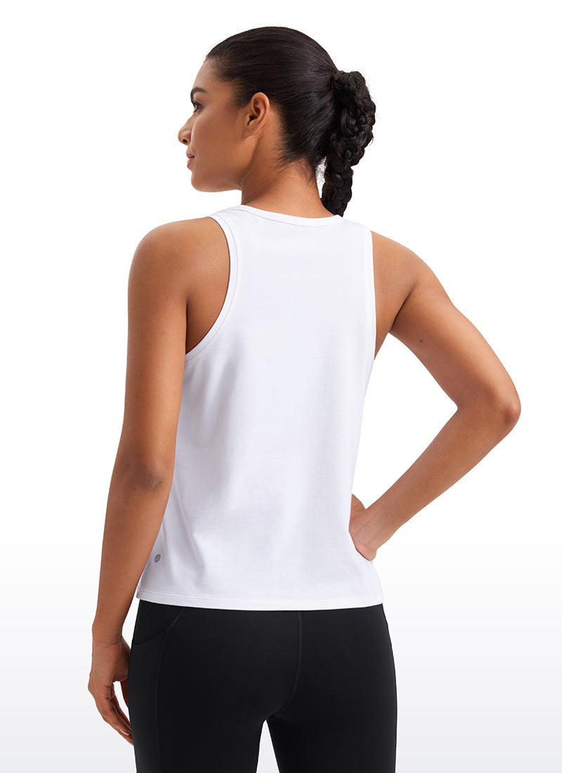 גופייה Pima Cotton Scoop Neck - לבן