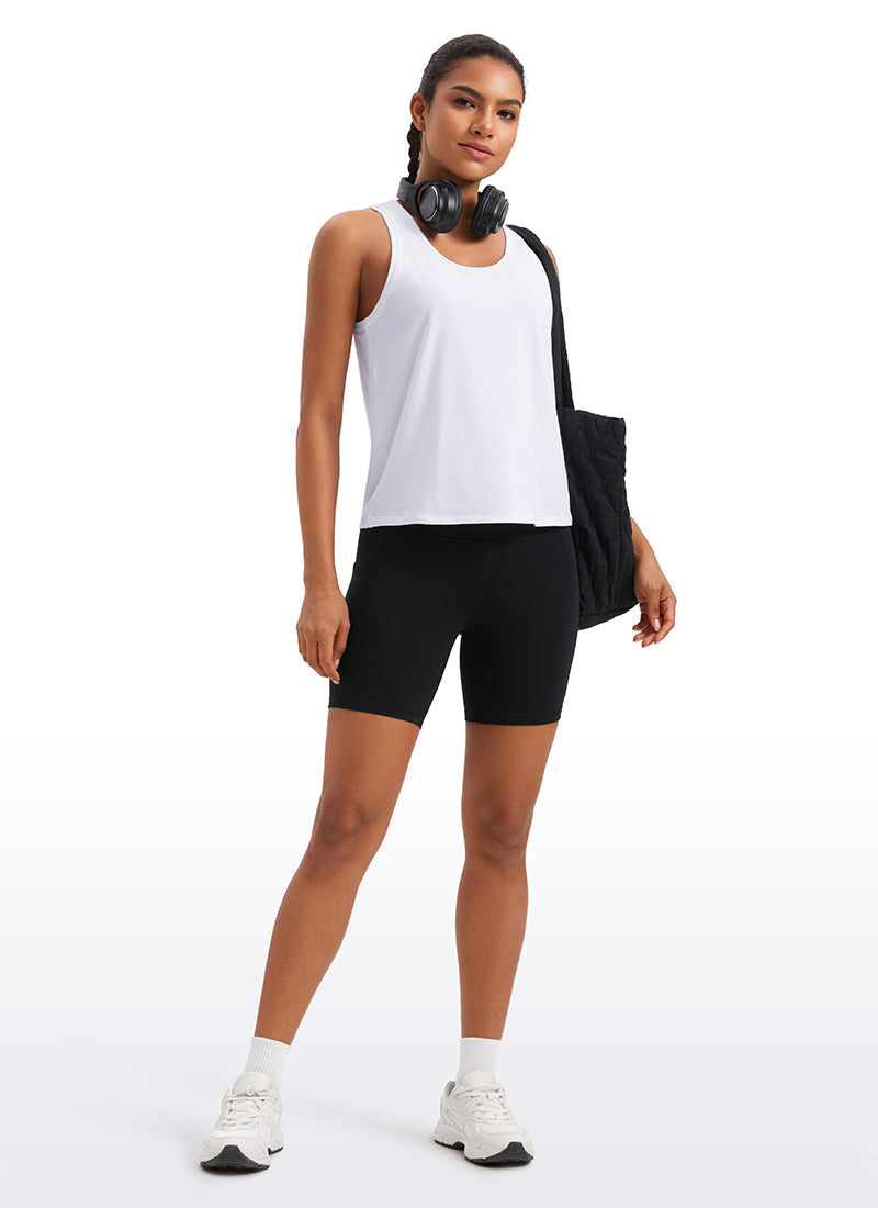 גופייה Pima Cotton Scoop Neck - לבן