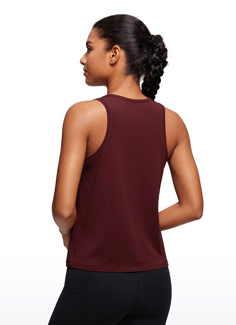 גופייה Pima Cotton Scoop Neck - Red Merlot