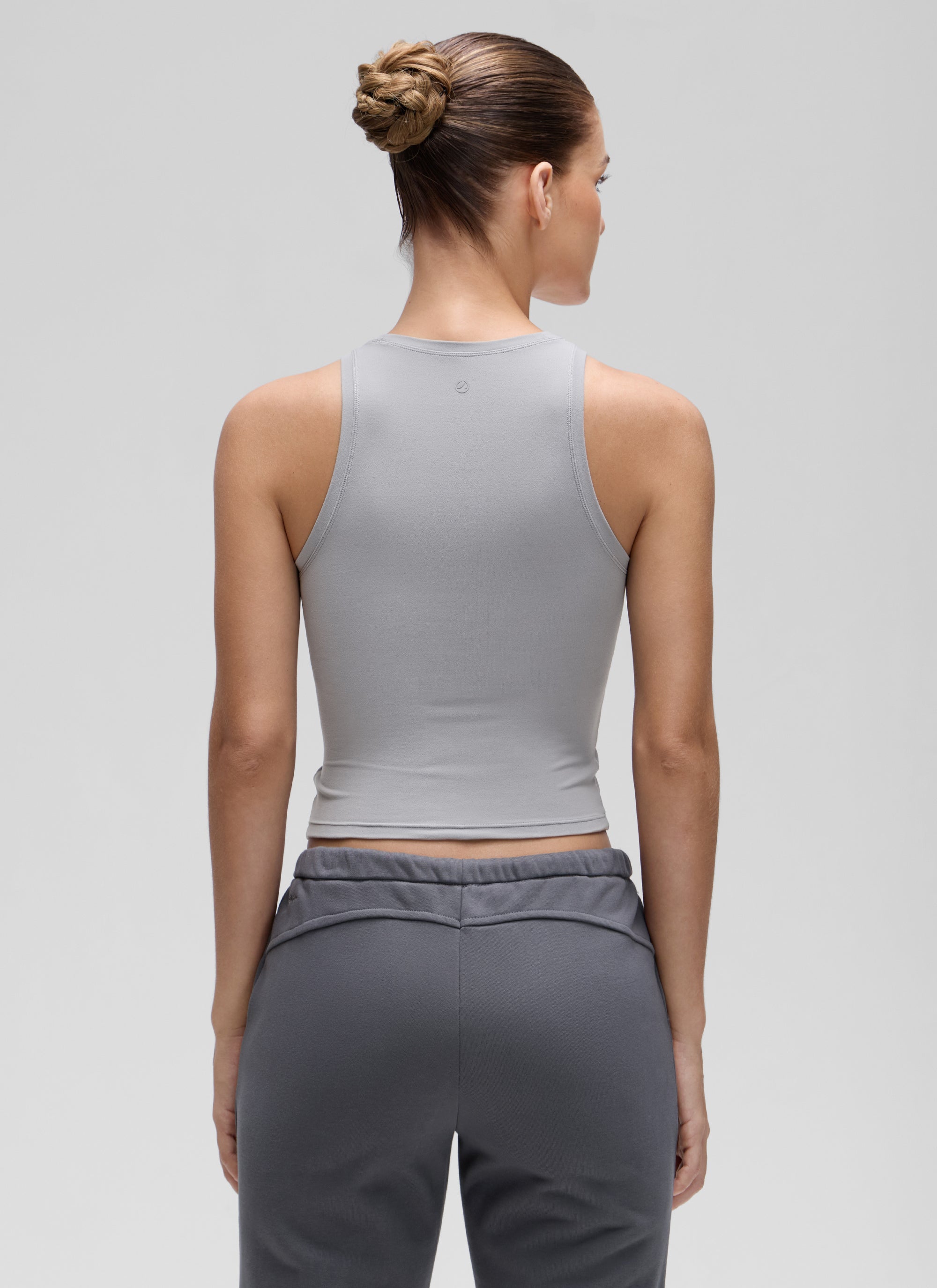 גופייה Softembrace High Neck Racerback בטנה כפולה - Rhino Grey