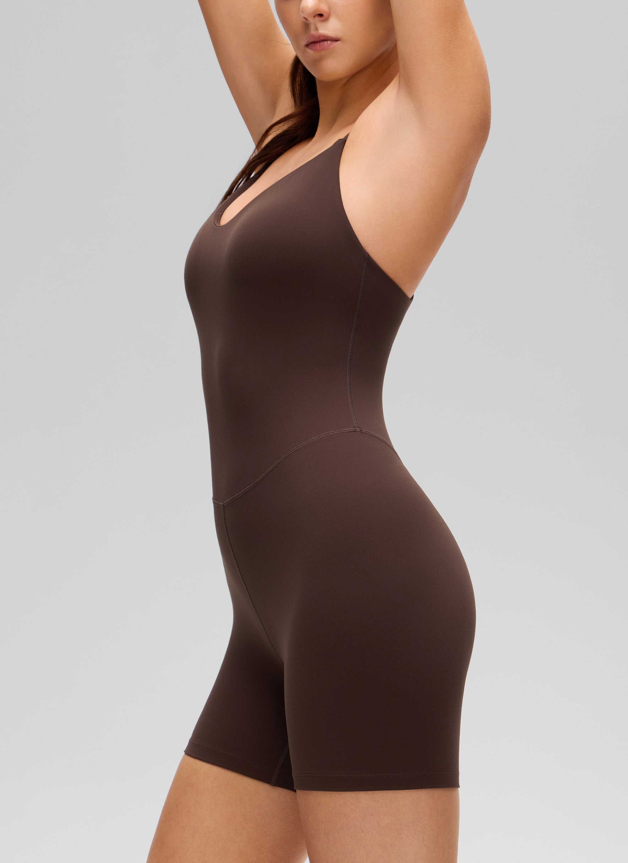אוברול קצר 5" Butterluxe Cross Back Rompers - Hot Fudge Brown