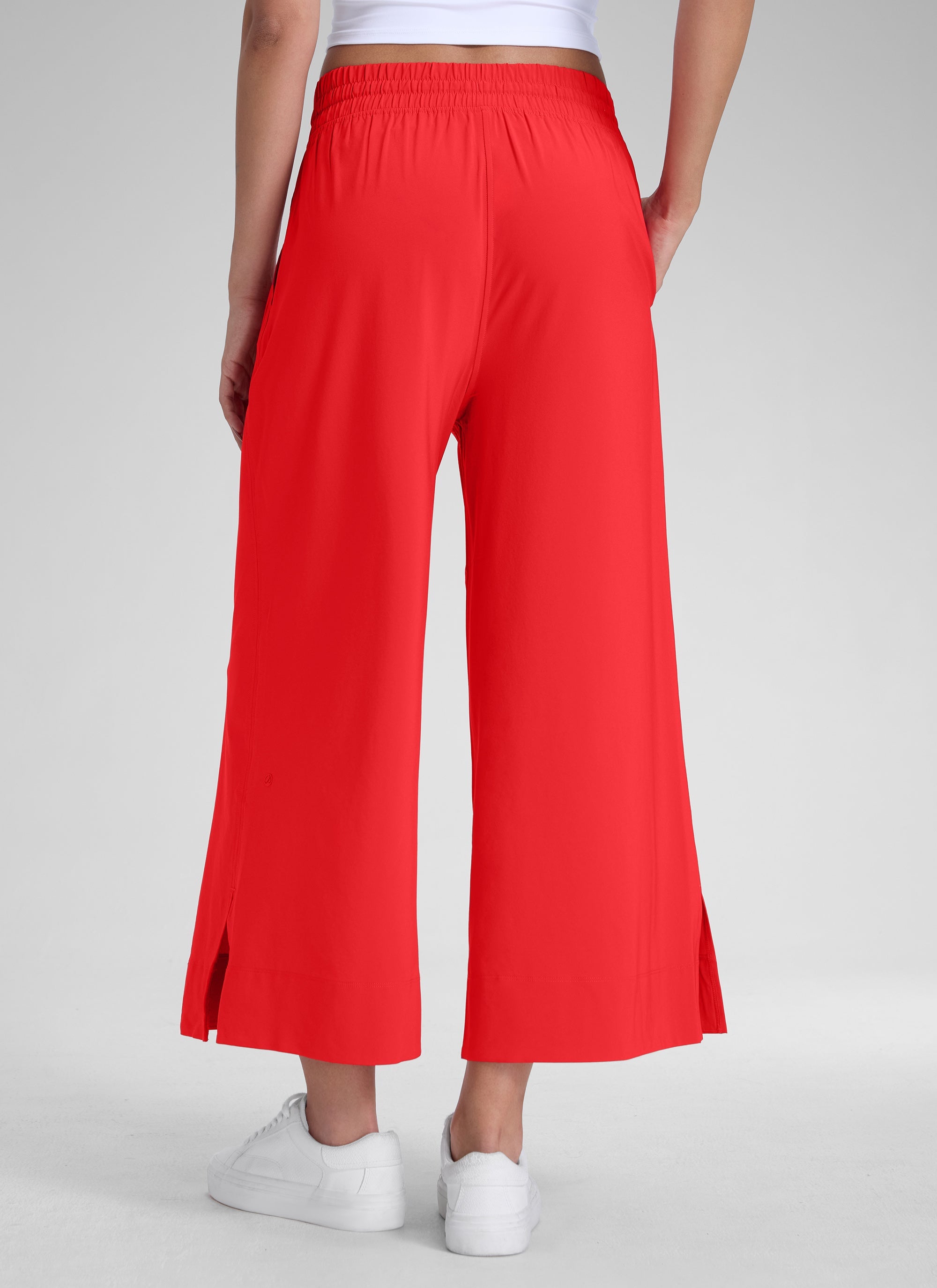 מכנס קל-נוצה Wide Leg עם כיסים 25" - Deep Red