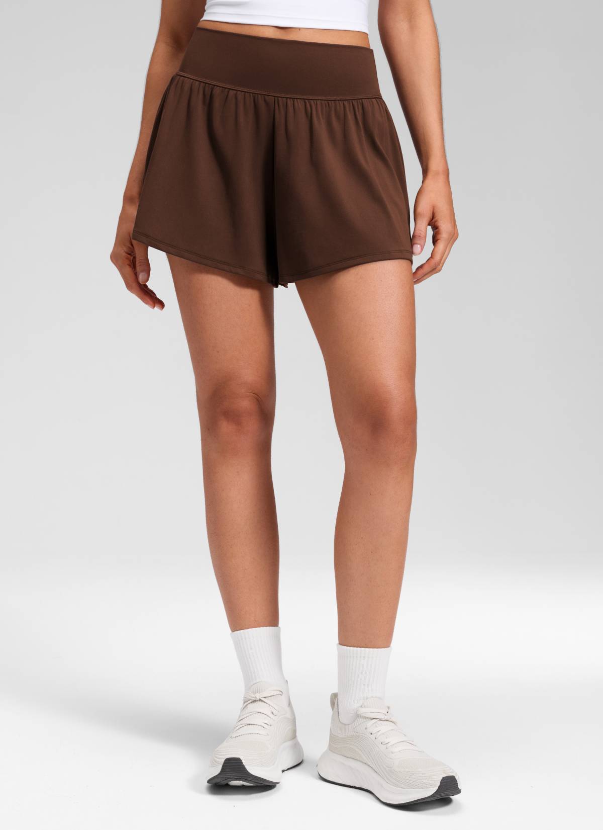 מכנס קצר Softretch Flowy עם כיסים - Lava Brown