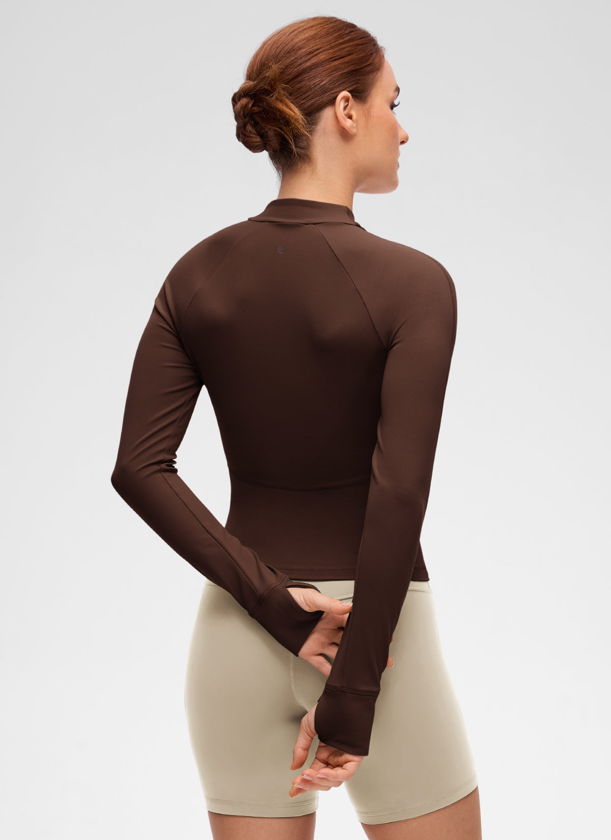 ג׳קט Butterluxe באורך מותן עם צווארון V בצבע Lava Brown, מבט מאחור