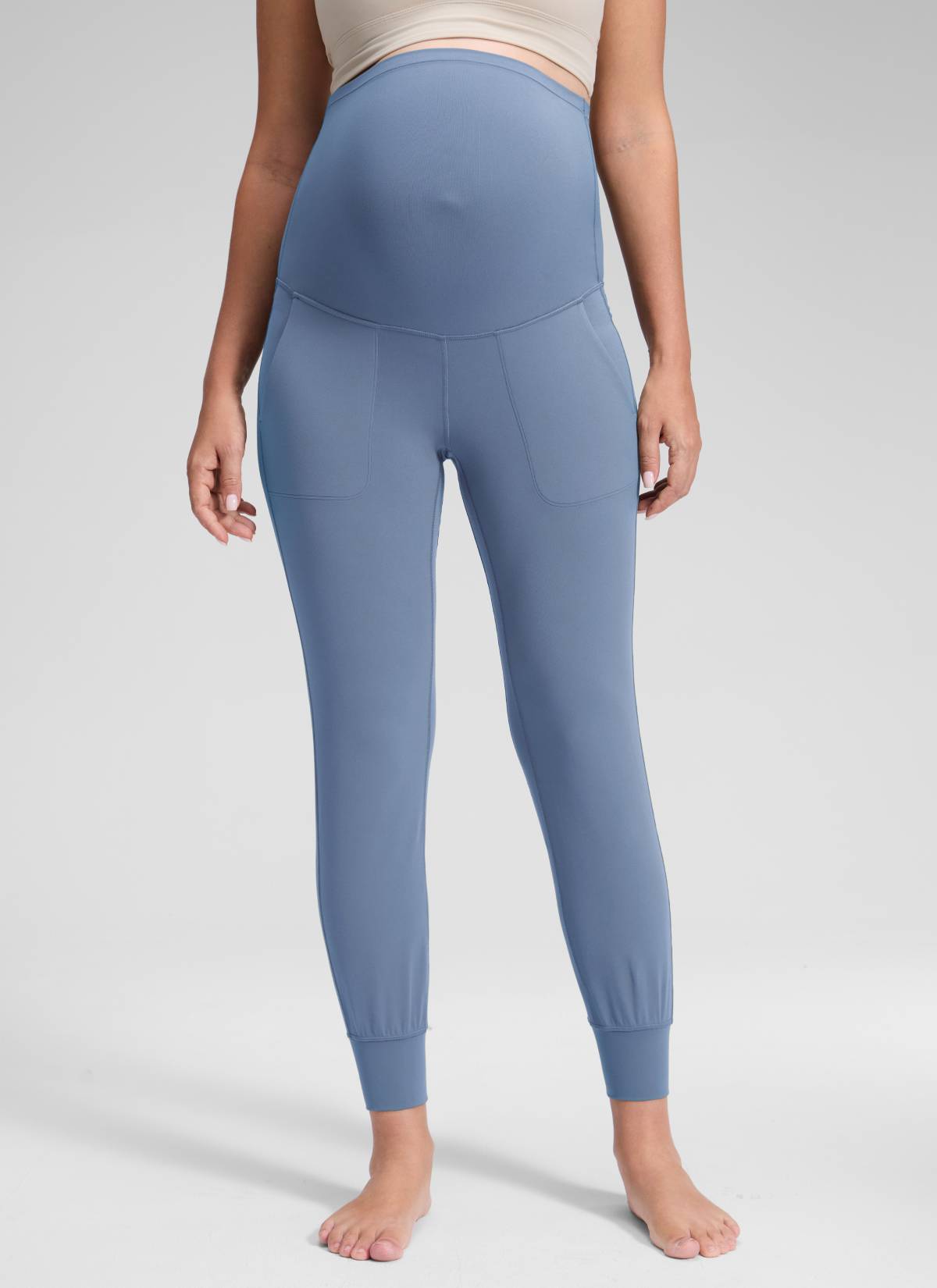מכנס ג'וגר הריון Butterluxe עם כיסים 27" - Washed Denim