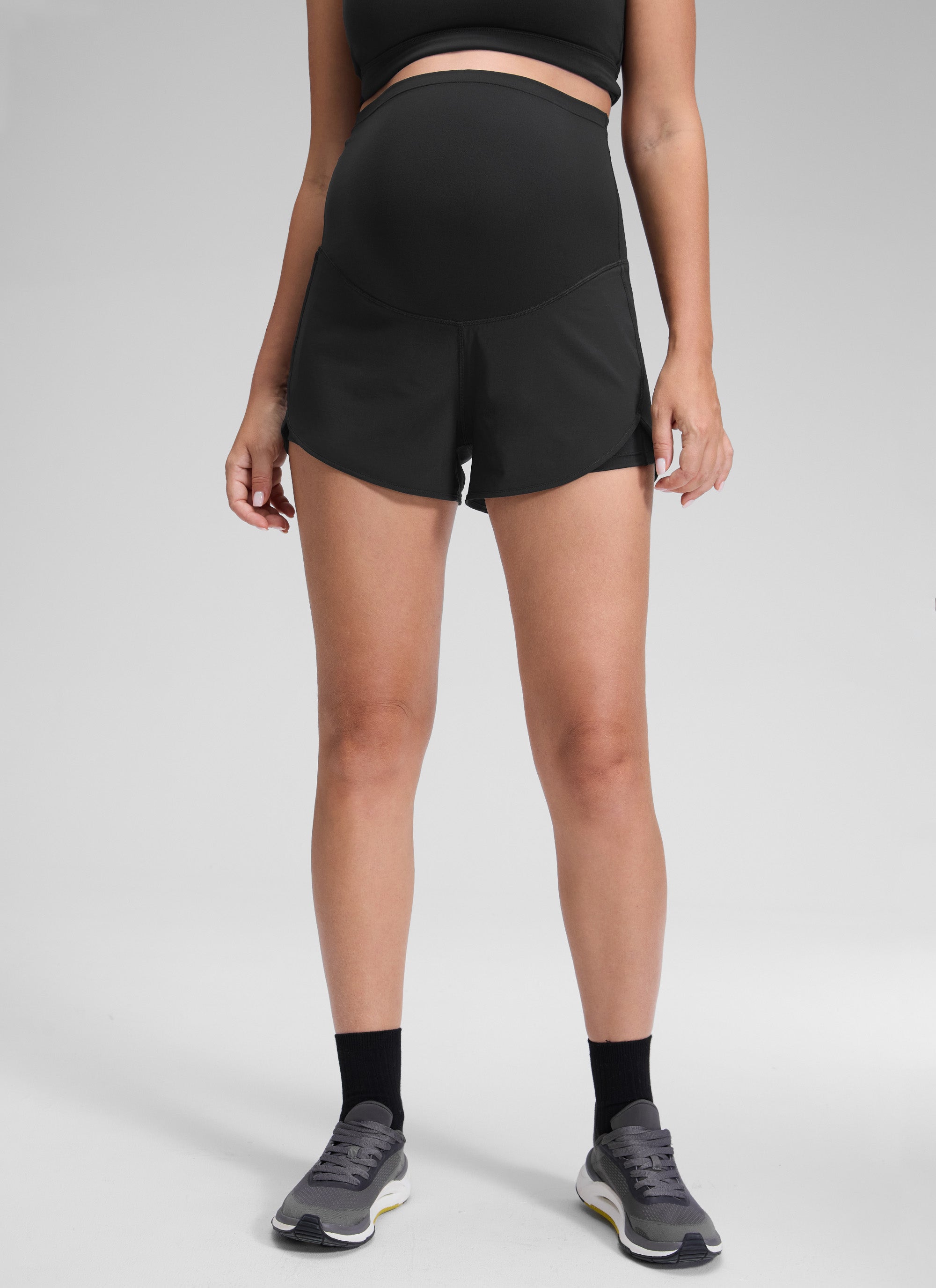 מכנסון הריון 2 ב-1 Feathery-Fit 3" - שחור