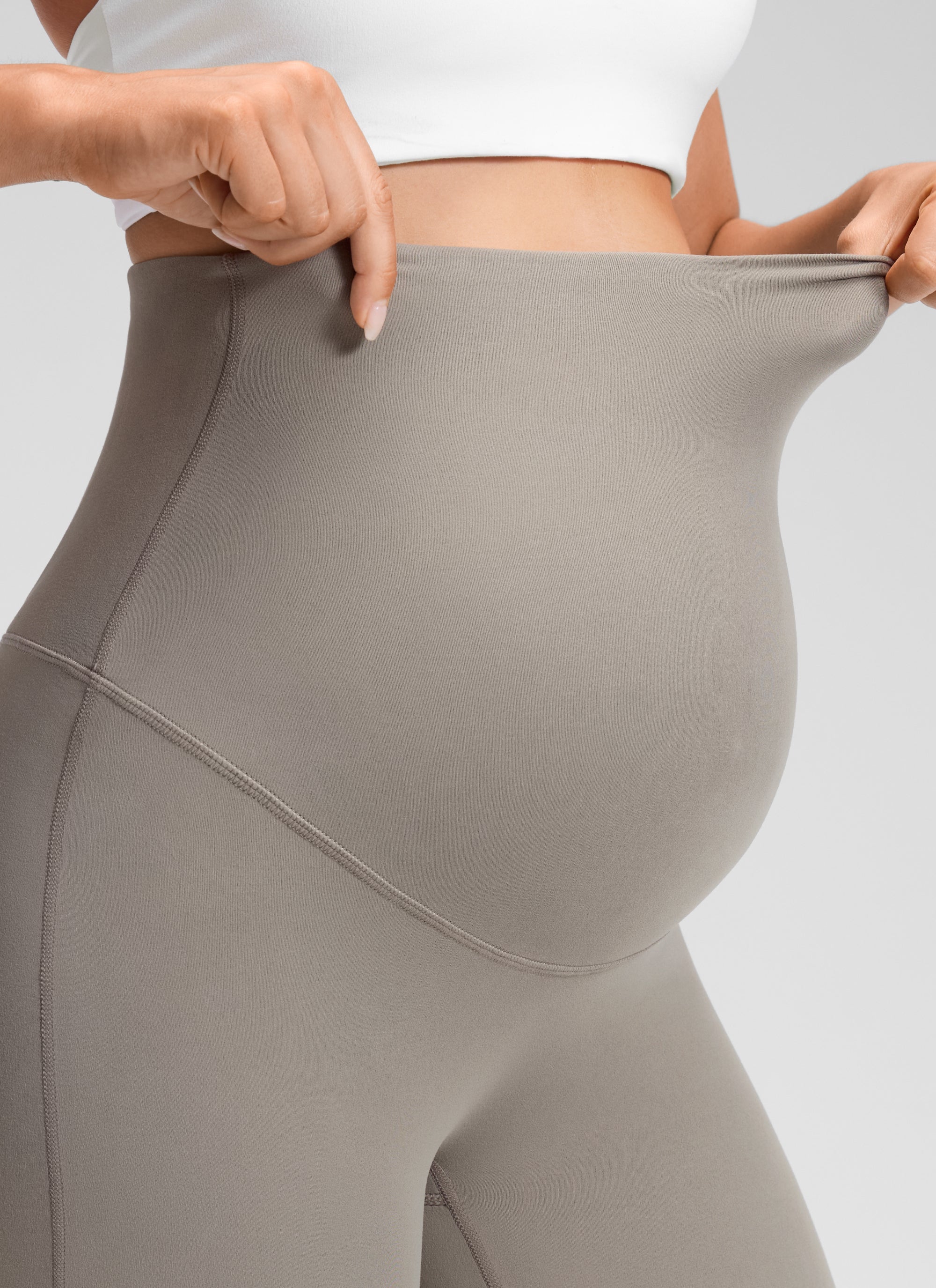 מכנס הריון Softretch ללא תפר קדמי 30" - Warm Ash Grey