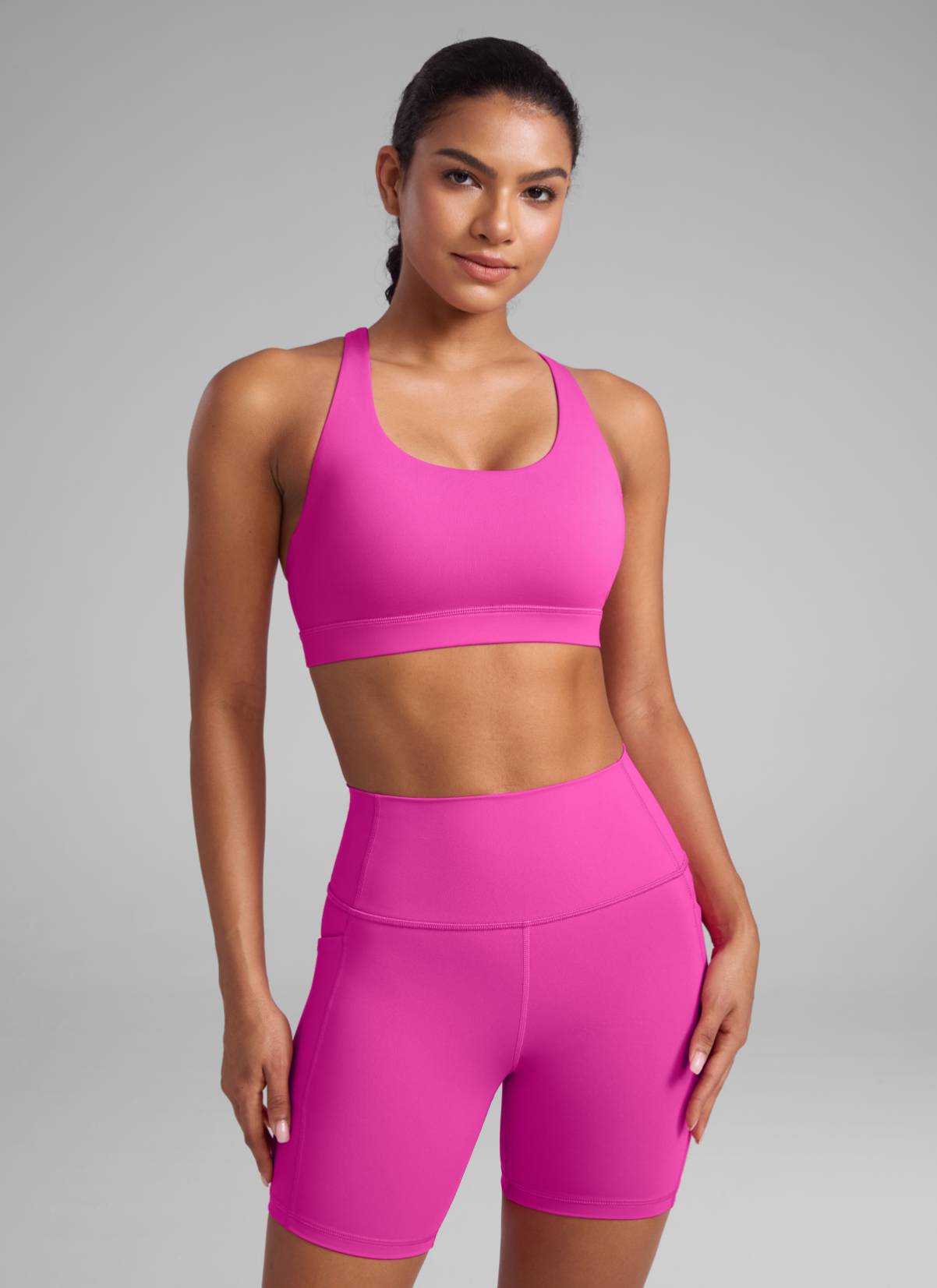 NakedFeel חזיית ספורט תומכת Cross Back - Hibiscus Purple