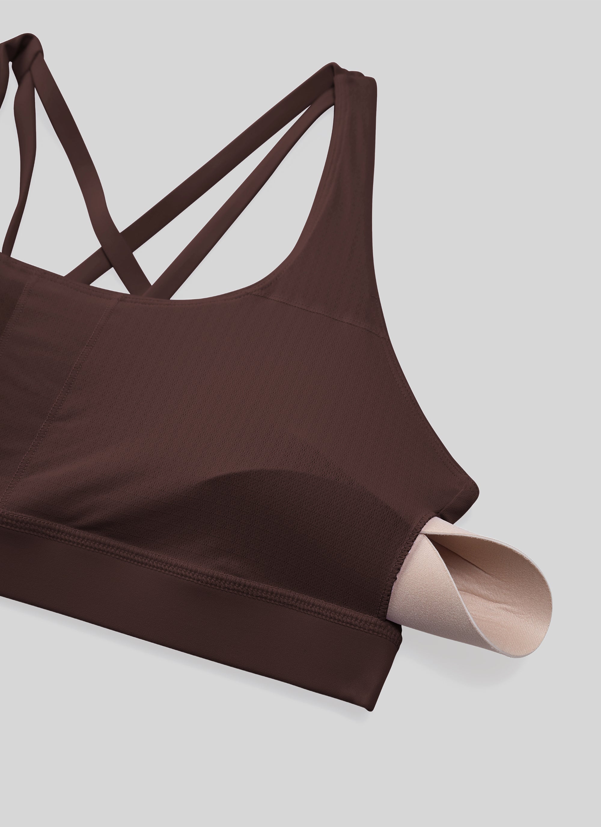 Nakedfeel חזיית ספורט תומכת Cross Back - Hot Fudge Brown