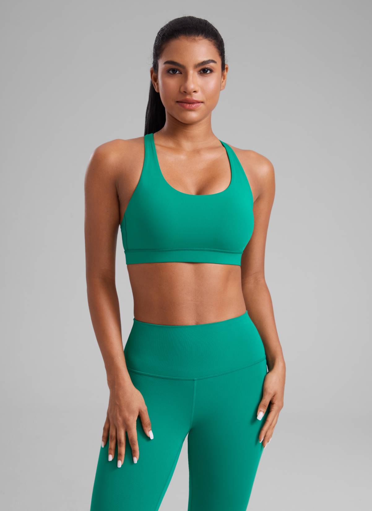 Nakedfeel חזיית ספורט תומכת Cross Back - Cascadia Green