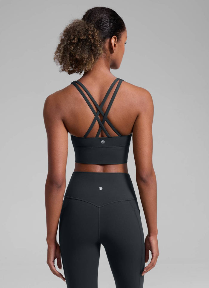 NakedFeel חזיית קרופ תומכת Strappy Criss Cross - אספלט