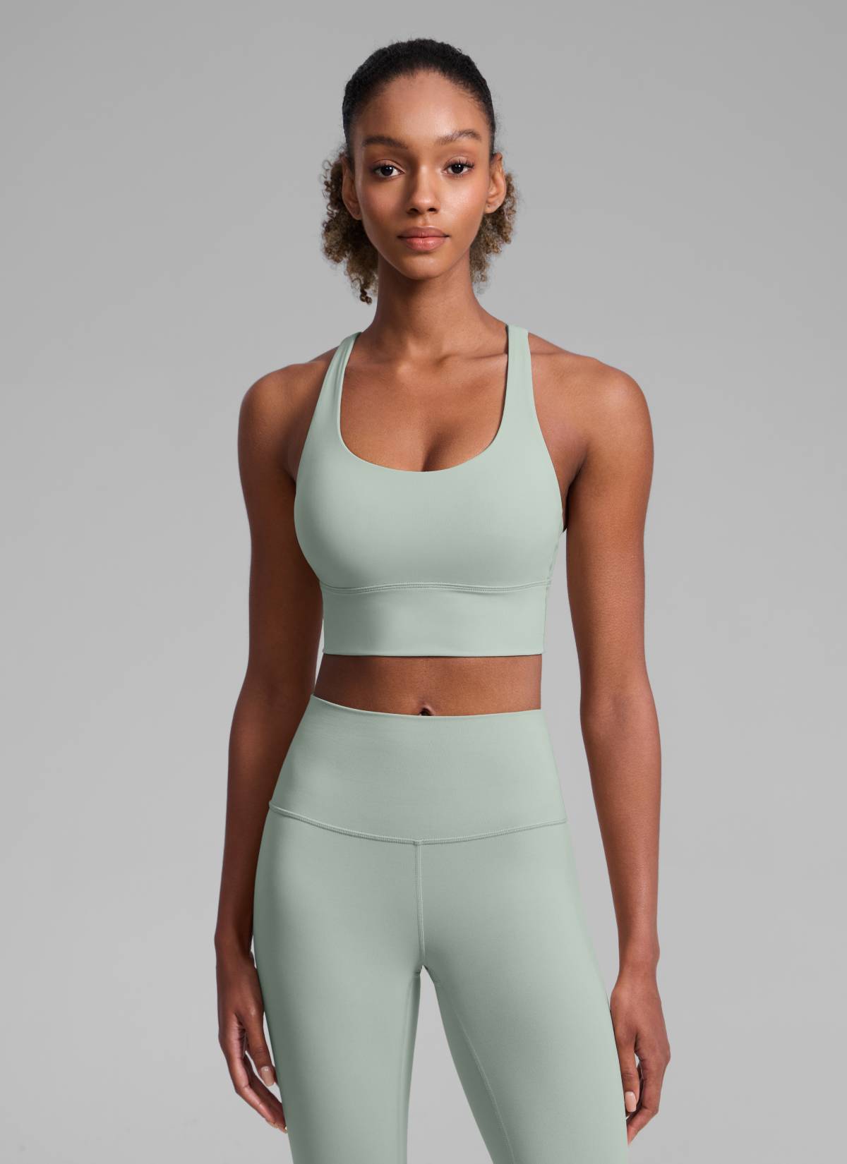 Nakedfeel חזיית קרופ תומכת Strappy Criss Cross - Green Palm