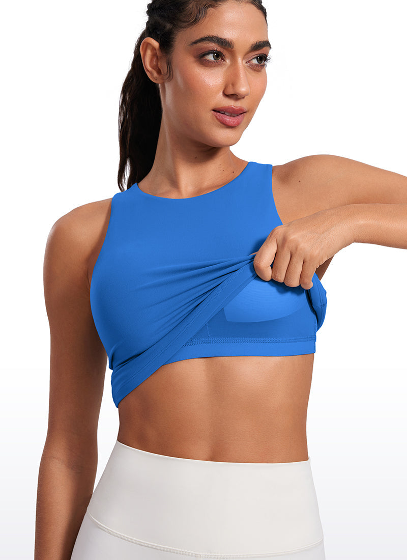 גופייה עם חזייה פנימית Butterluxe High Neck - Sparkle Blue