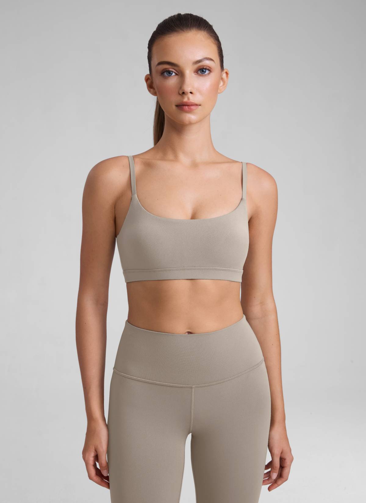 חזיית ספורט Butterluxe Spaghetti Strap עם רצועות מתכווננות - Warm Ash Grey