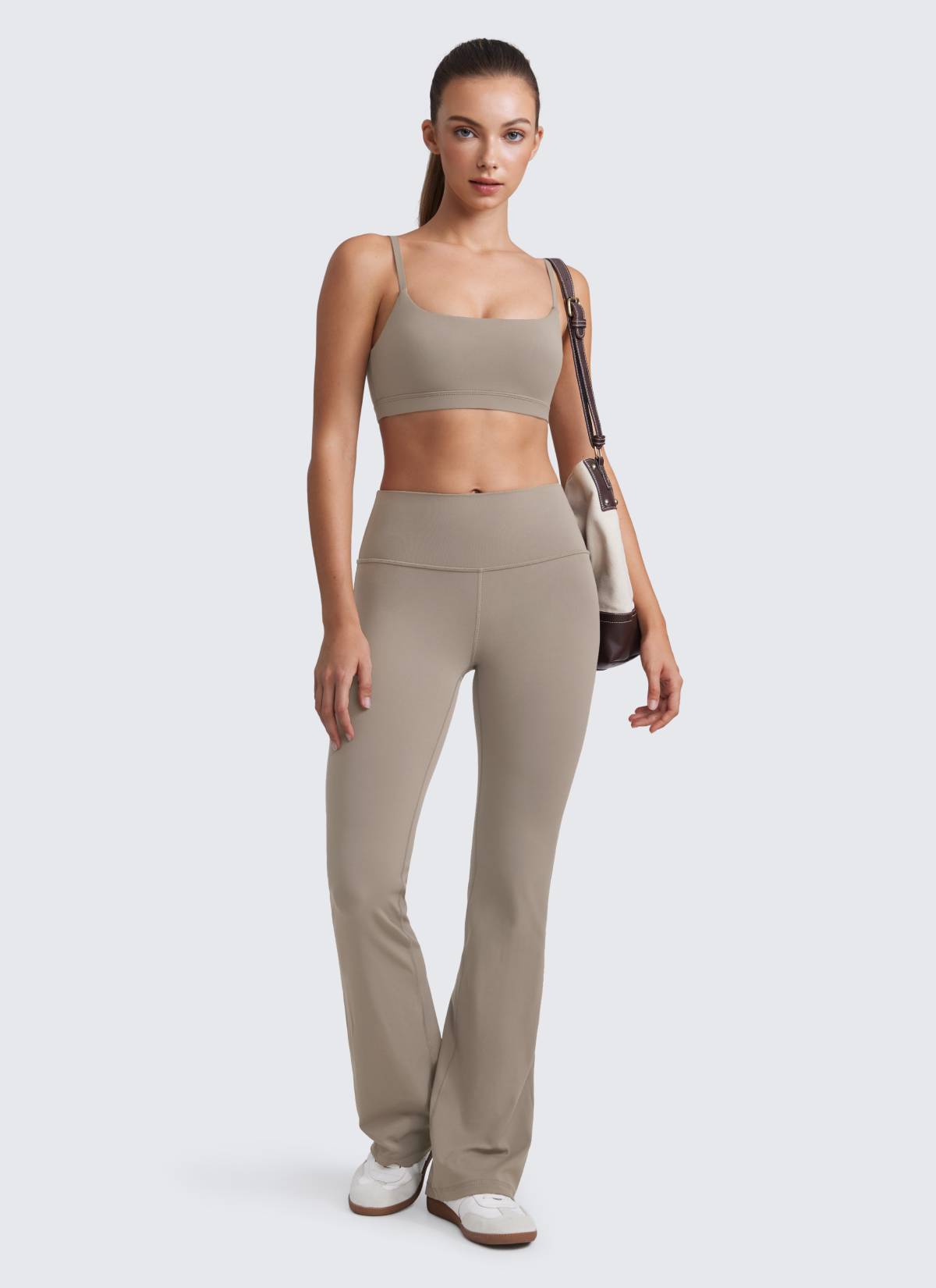 חזיית ספורט Butterluxe Spaghetti Strap עם רצועות מתכווננות - Warm Ash Grey