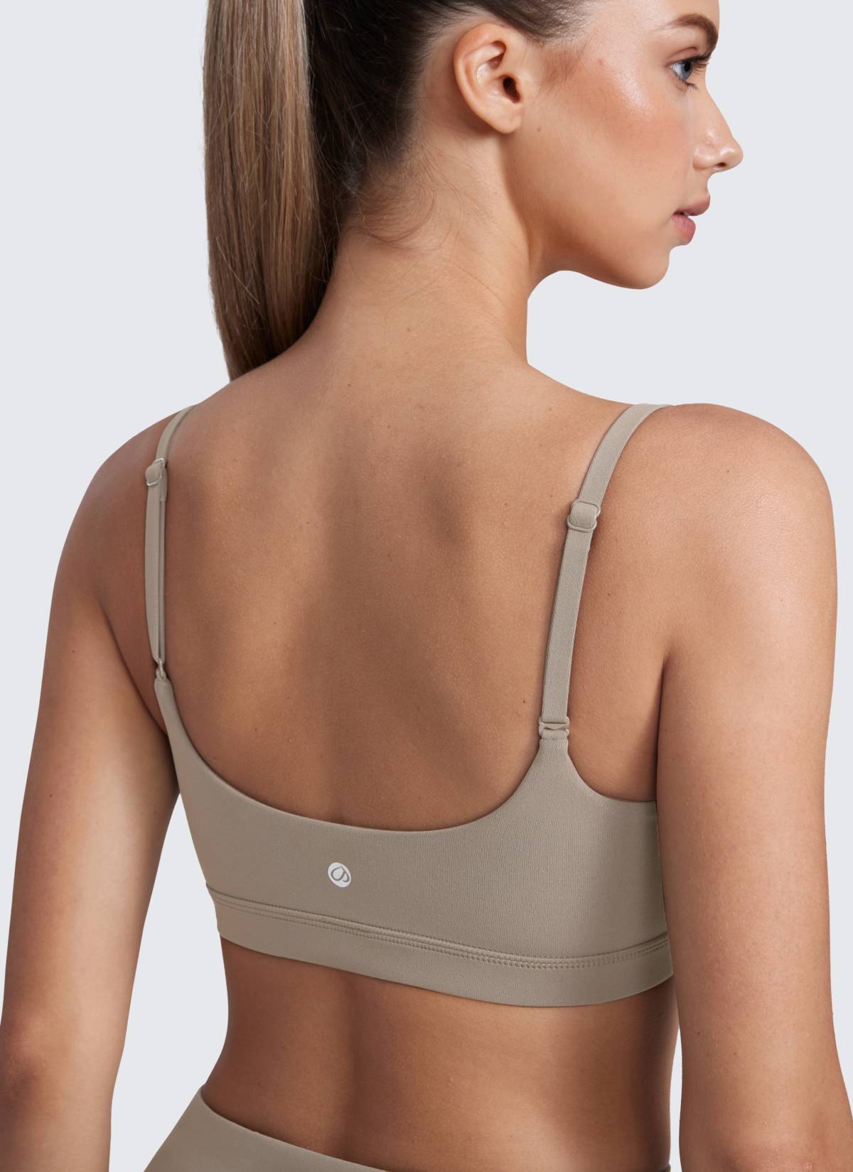 חזיית ספורט Butterluxe Spaghetti Strap עם רצועות מתכווננות - Warm Ash Grey
