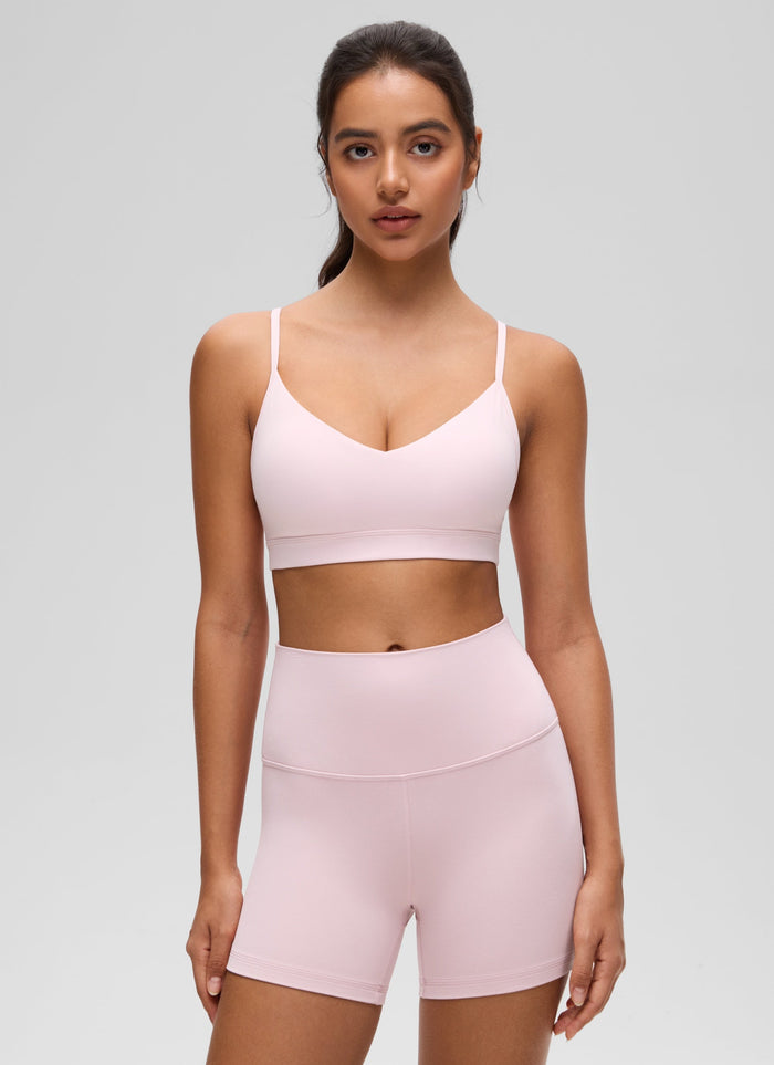חזיית ספורט Butterluxe V Neck עם רצועות מתכווננות - Strawberry Pink