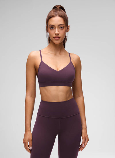 חזיית ספורט Butterluxe V Neck עם רצועות מתכווננות - Grape Purple