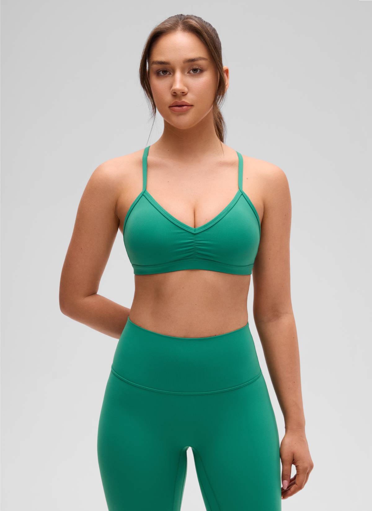 חזיית ספורט Butterluxe Sports Ruched V Neck - Cascadia Green