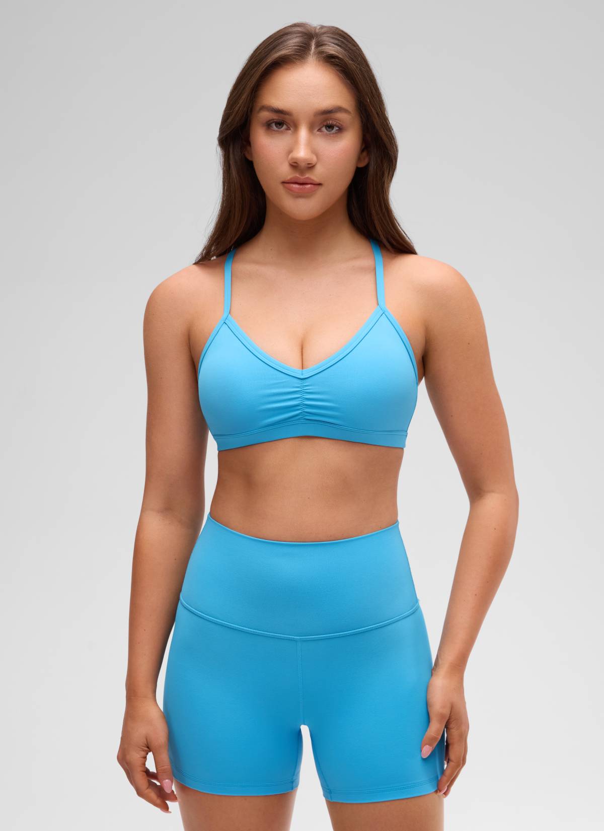 חזיית ספורט Butterluxe Sports Ruched V Neck - Kayak Blue