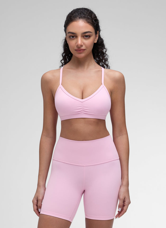 חזיית ספורט Butterluxe Sports Ruched V Neck - Vita Pink