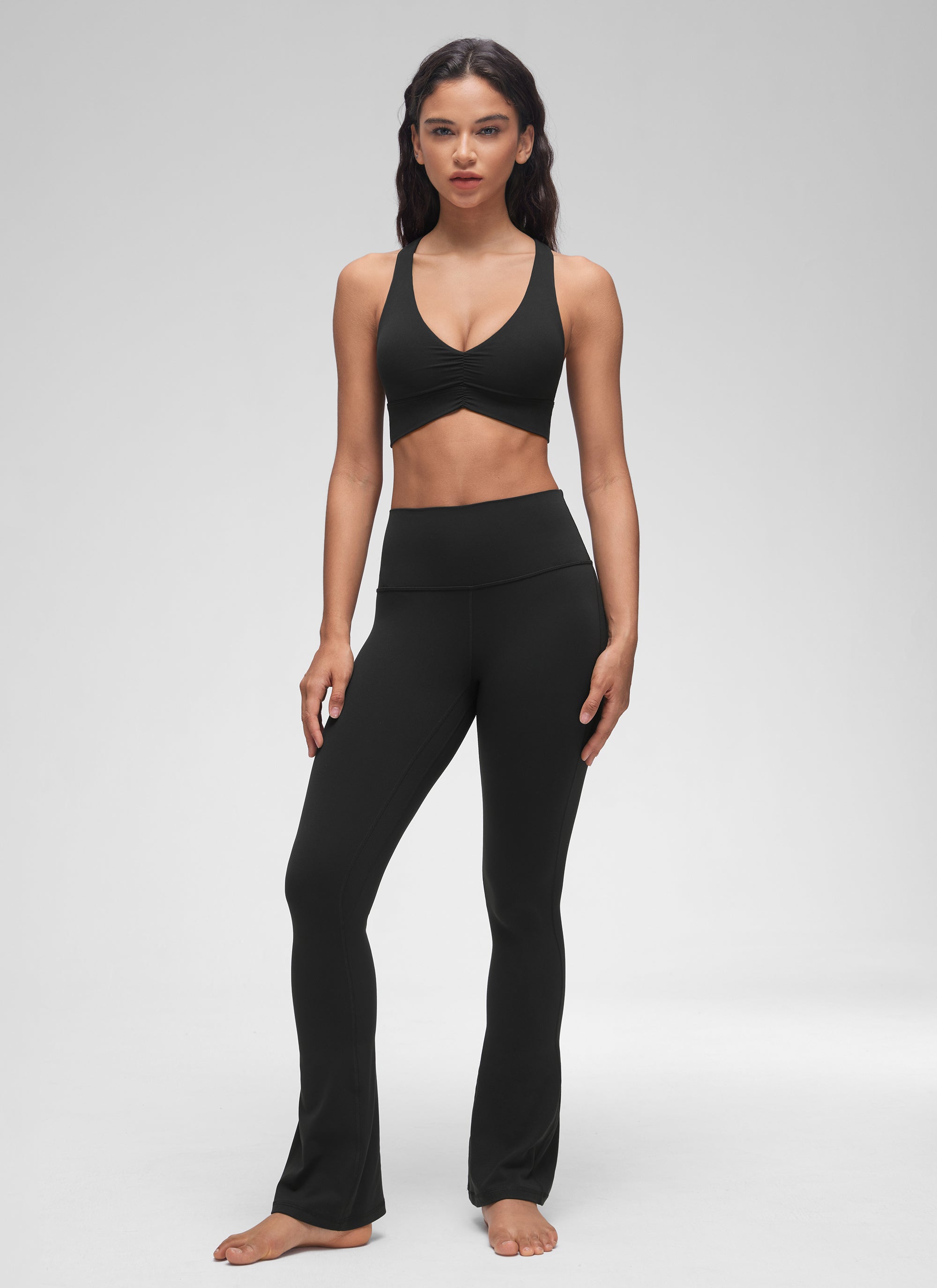 קרופ Butterluxe V Neck Ruched - שחור