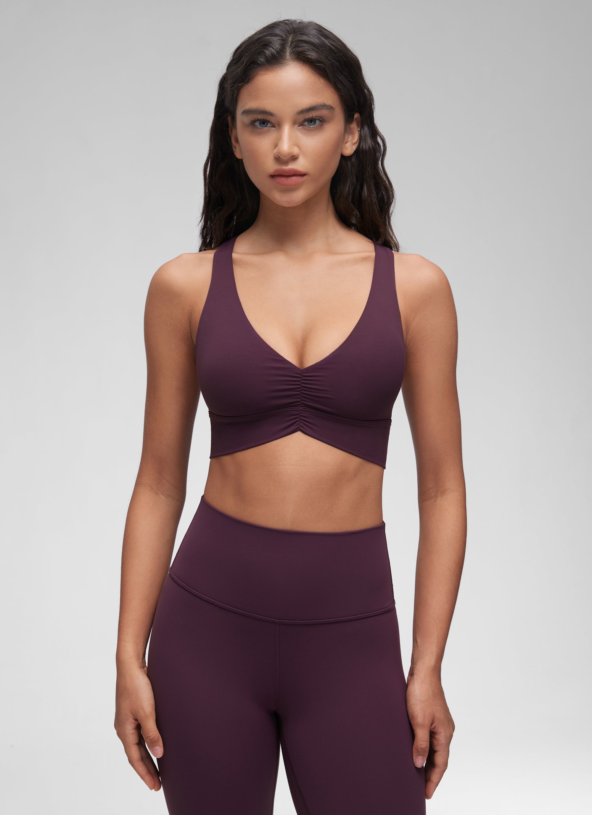 קרופ Butterluxe V Neck Ruched - סגול עמוק