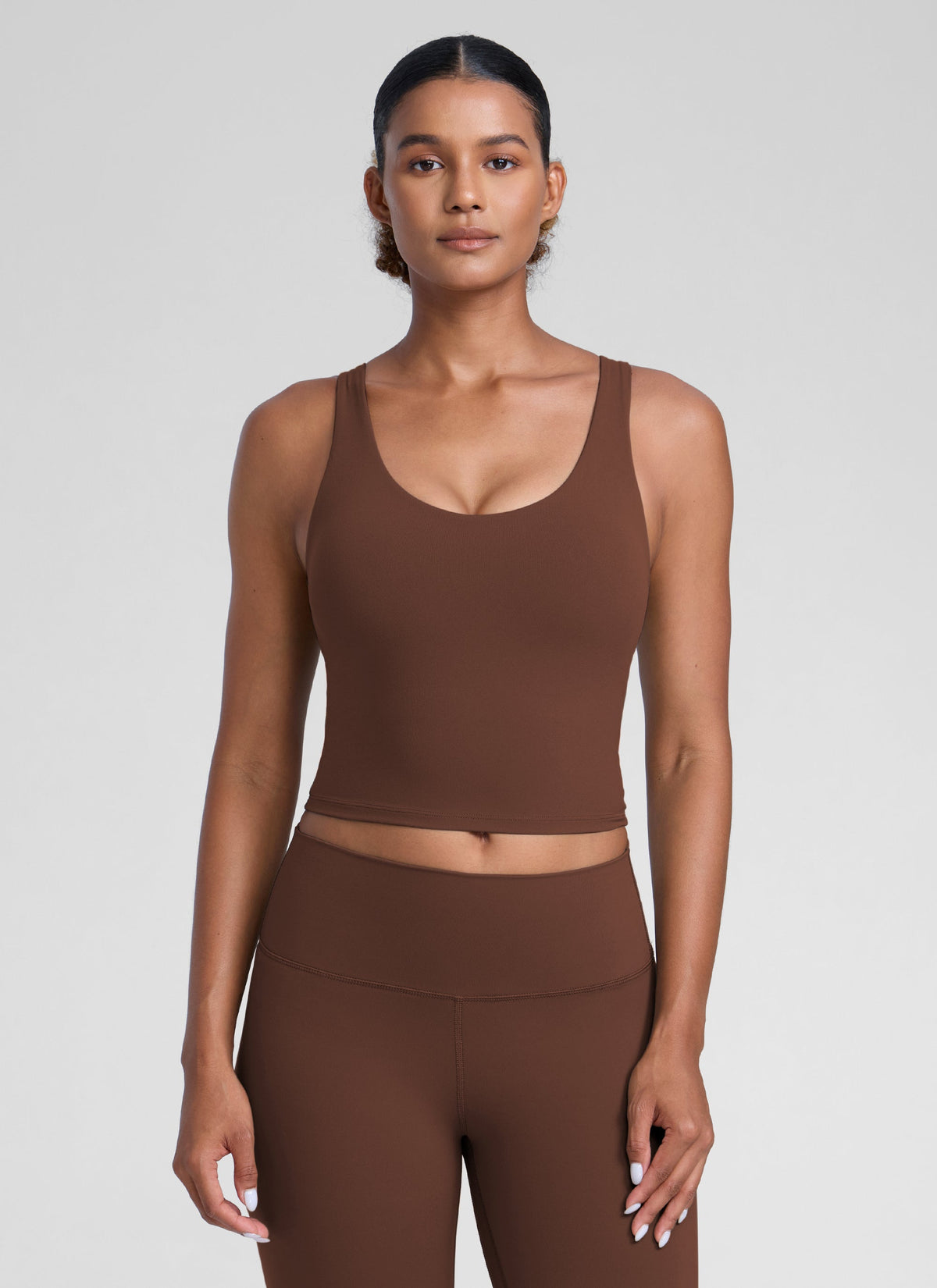 גופייה עם חזייה פנימית Butterlift U Neck Racerback - Coffee Brown