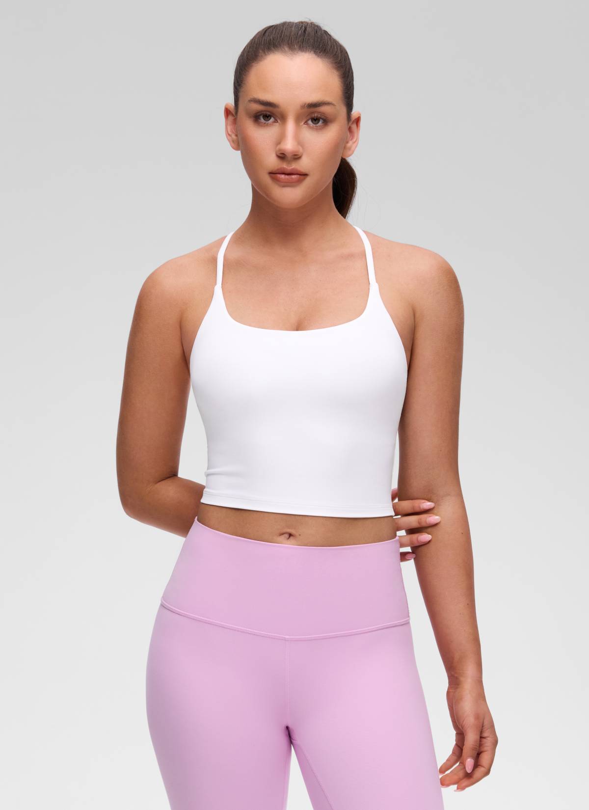גופייה עם חזייה פנימית Butterluxe Twist Cross Back - לבן