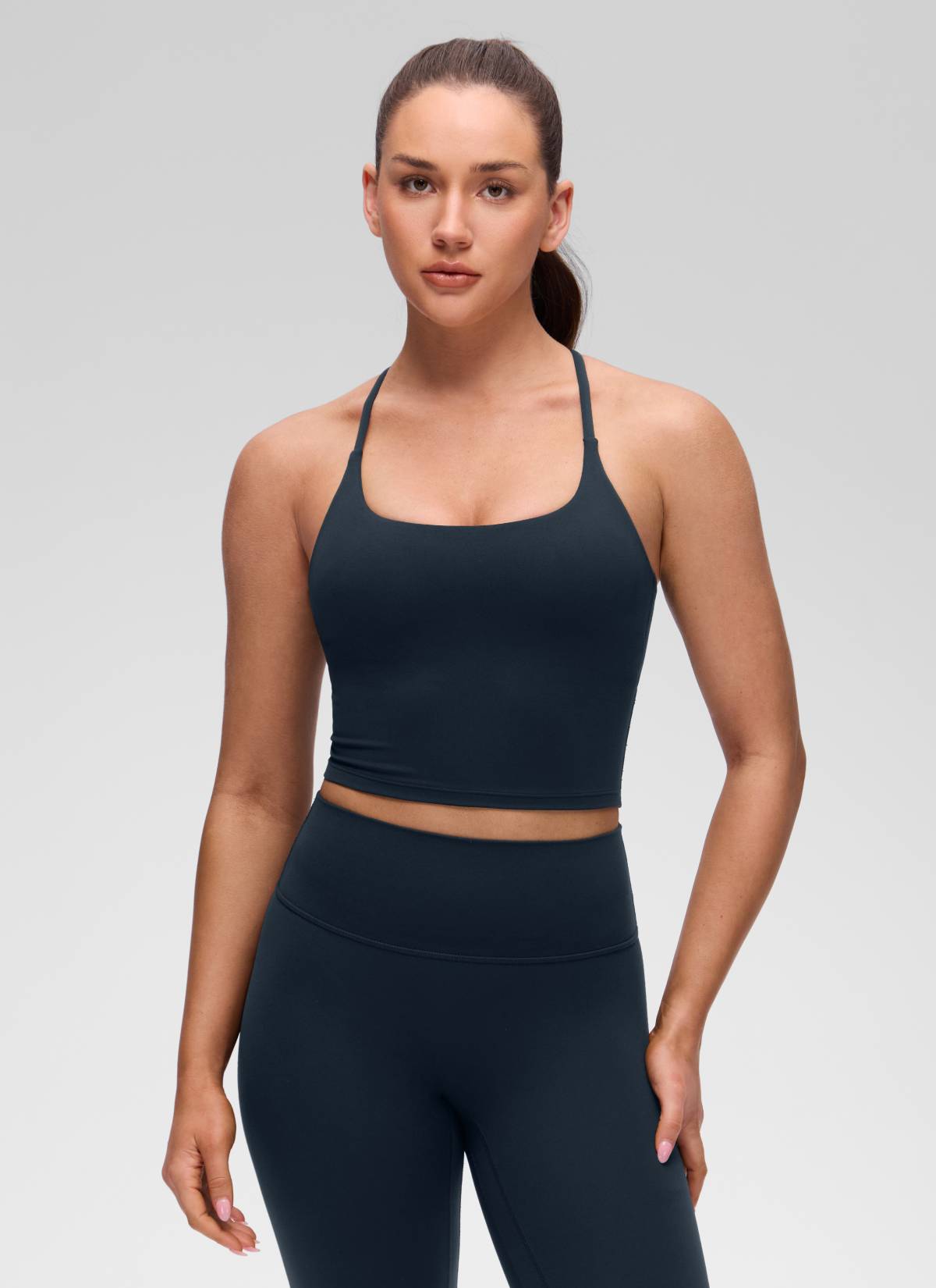 גופייה עם חזייה פנימית Butterluxe Twist Cross Back - כחול נייבי