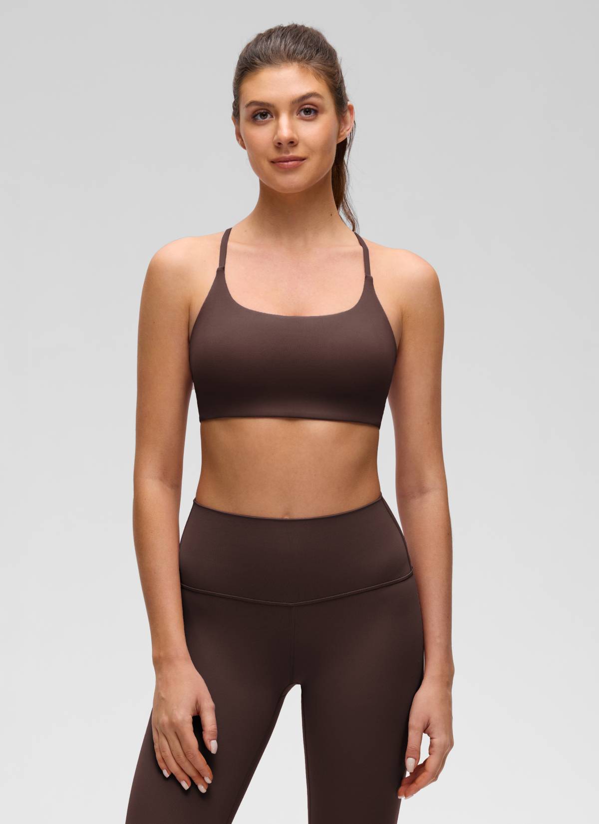 קרופ תומך Butterluxe Twist Cross Back - Hot Fudge Brown