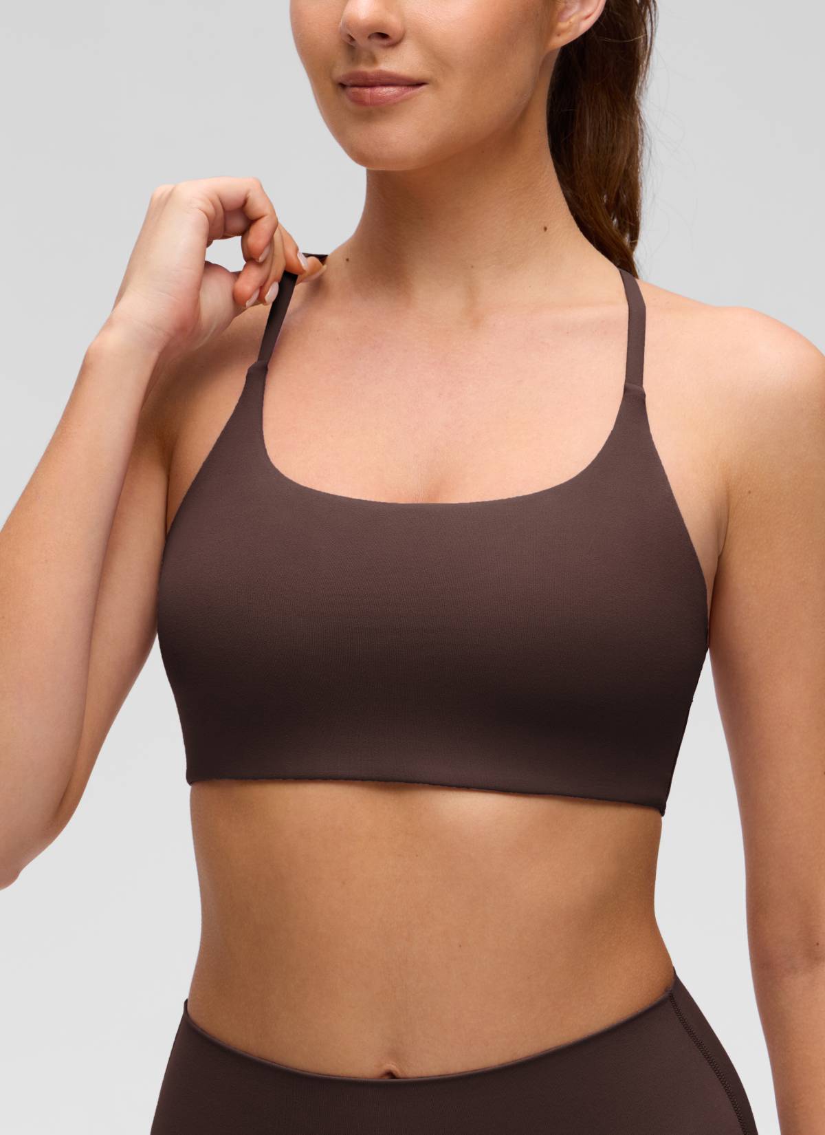 קרופ תומך Butterluxe Twist Cross Back - Hot Fudge Brown