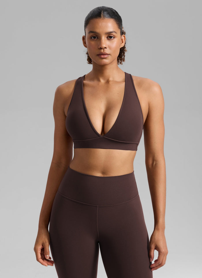 חזיית ספורט Butterlift Deep V Cross Back רצועות רחבות - Hot Fudge Brown
