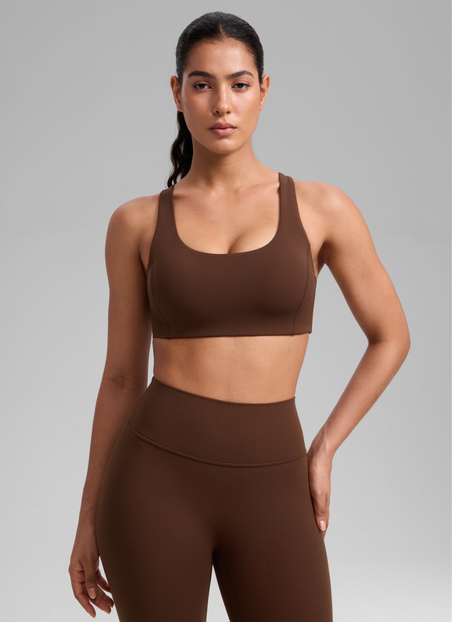 חזיית ספורט תומכת SculptAir Criss Cross Back - Lava Brown