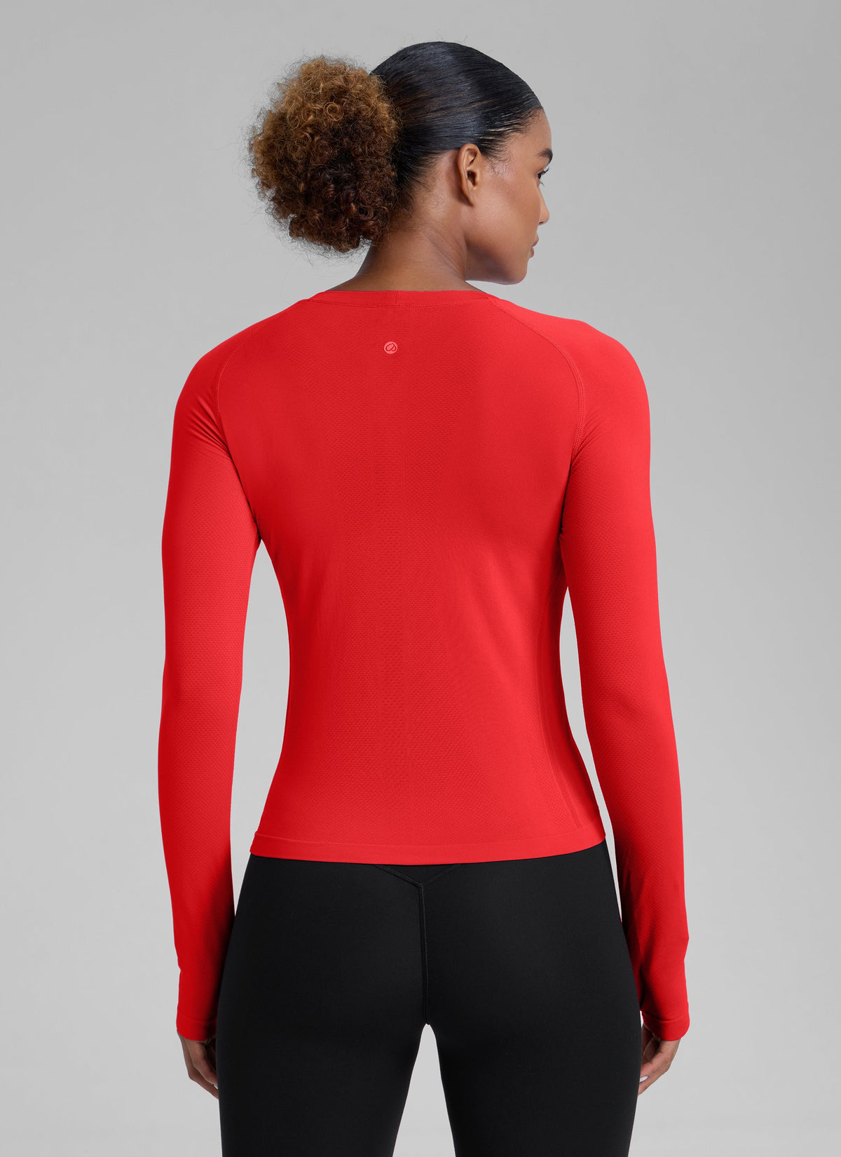 חולצת Seamless ארוכה צמודה באורך מותן - Deep Red