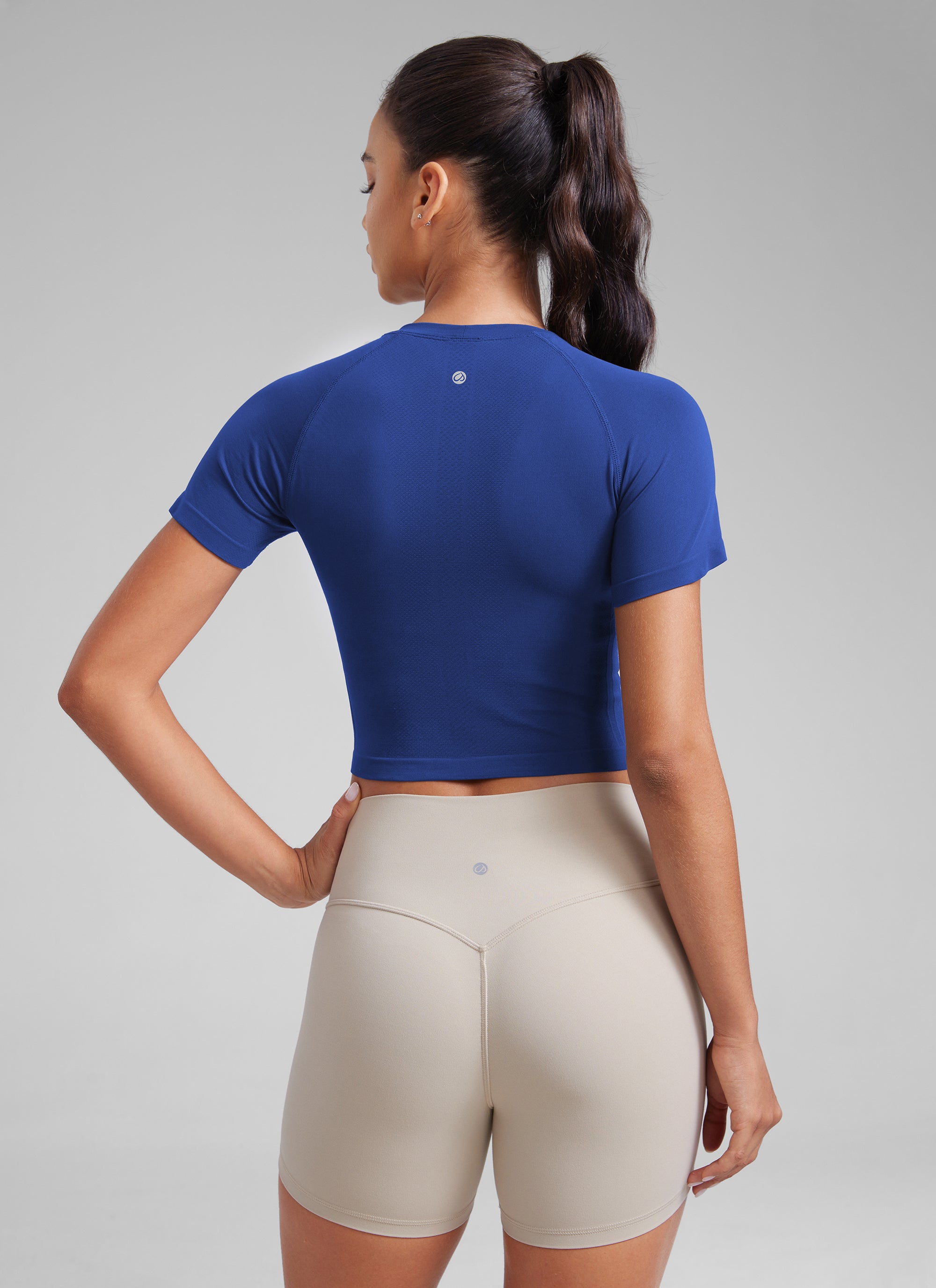 חולצת קרופ קצרה Seamless Crew Neck - Larkspur Blue
