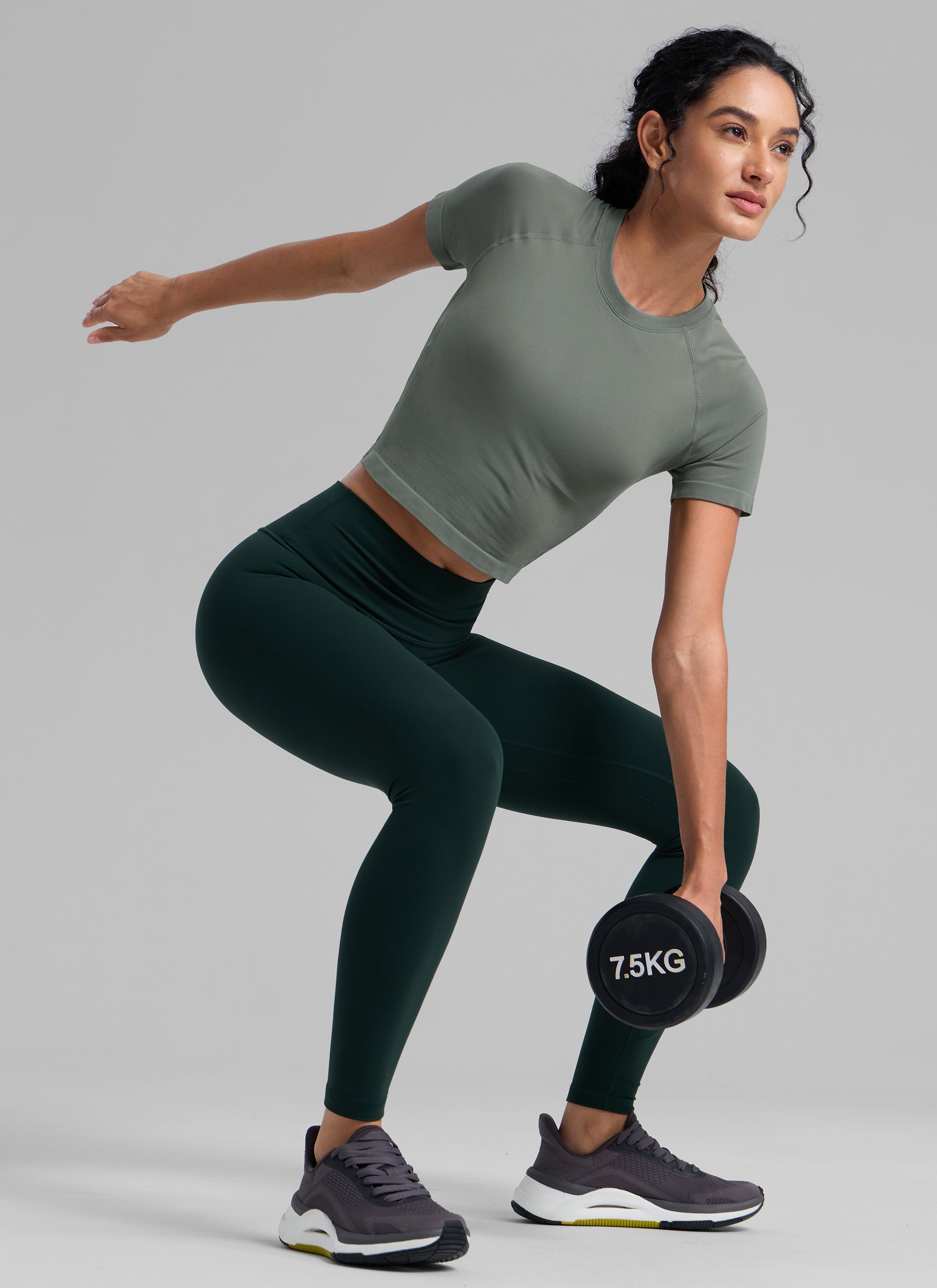 חולצת קרופ קצרה Seamless Crew Neck - מרווה
