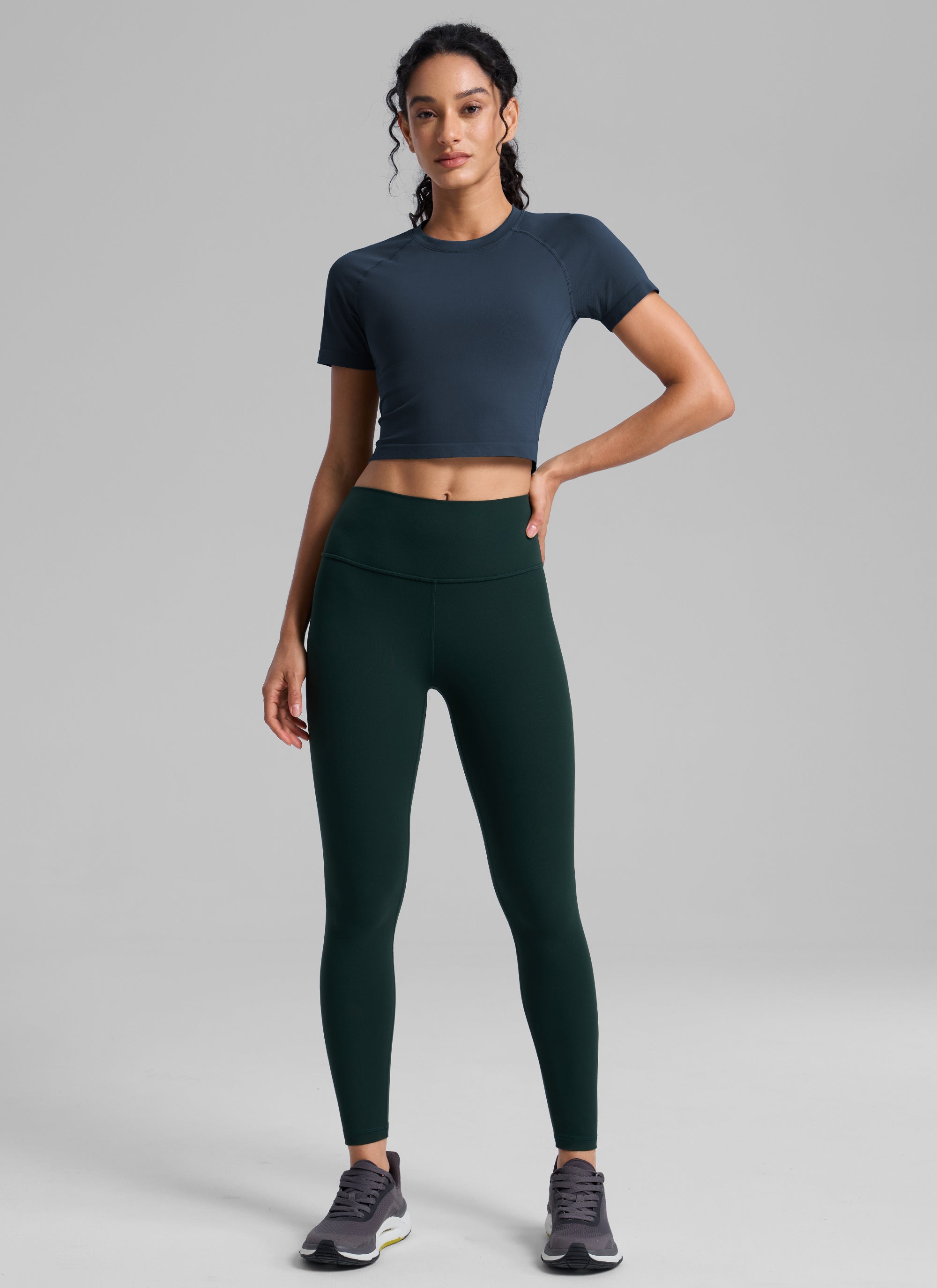 חולצת קרופ קצרה Seamless Crew Neck - Twilight Blue