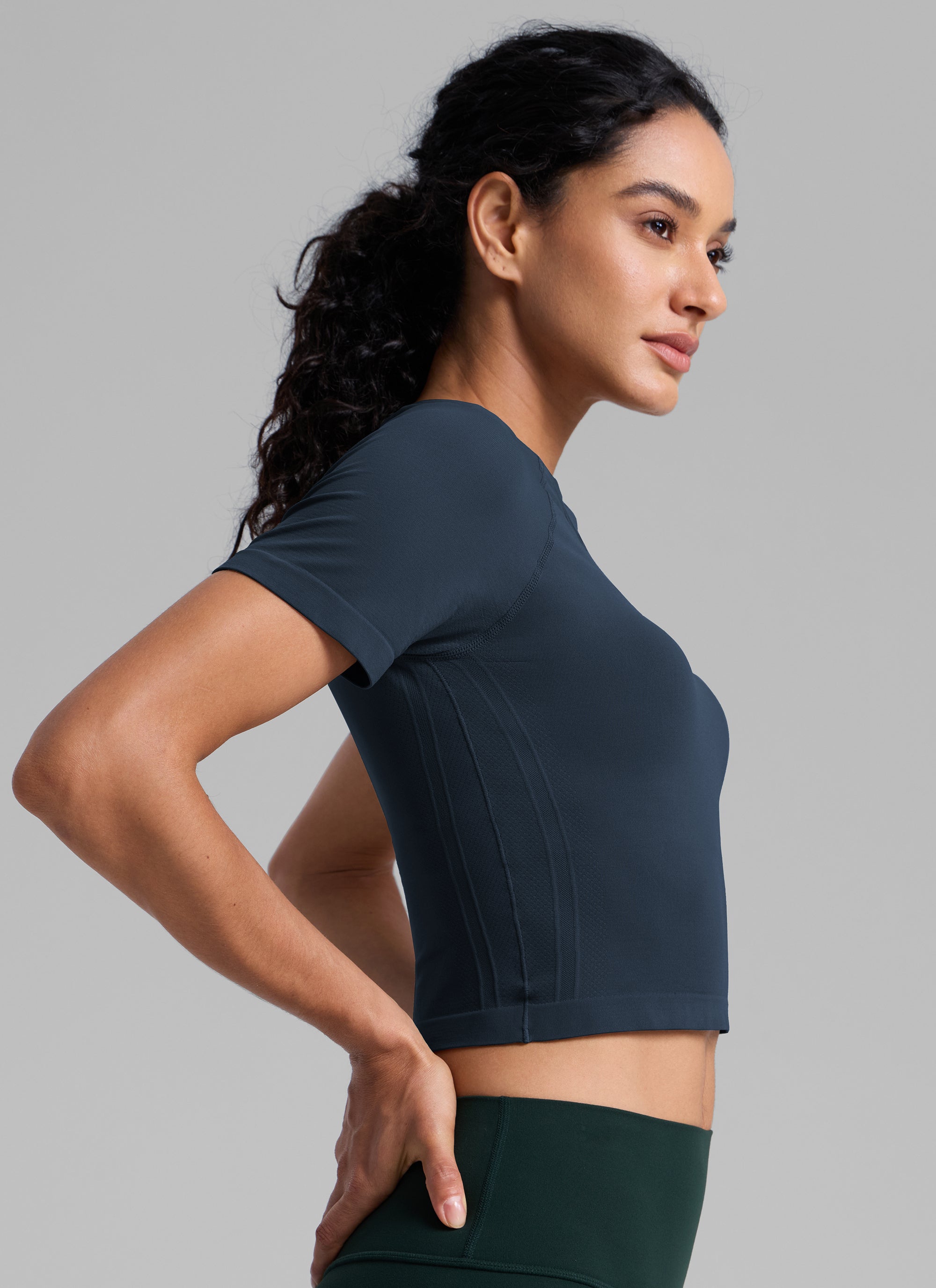 חולצת קרופ קצרה Seamless Crew Neck - Twilight Blue