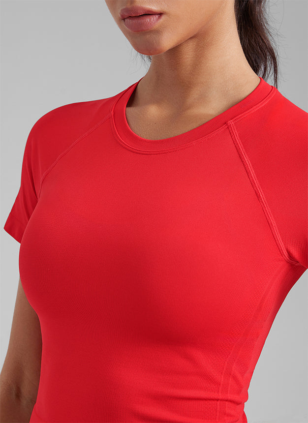 חולצת קרופ קצרה Seamless Crew Neck - Deep Red