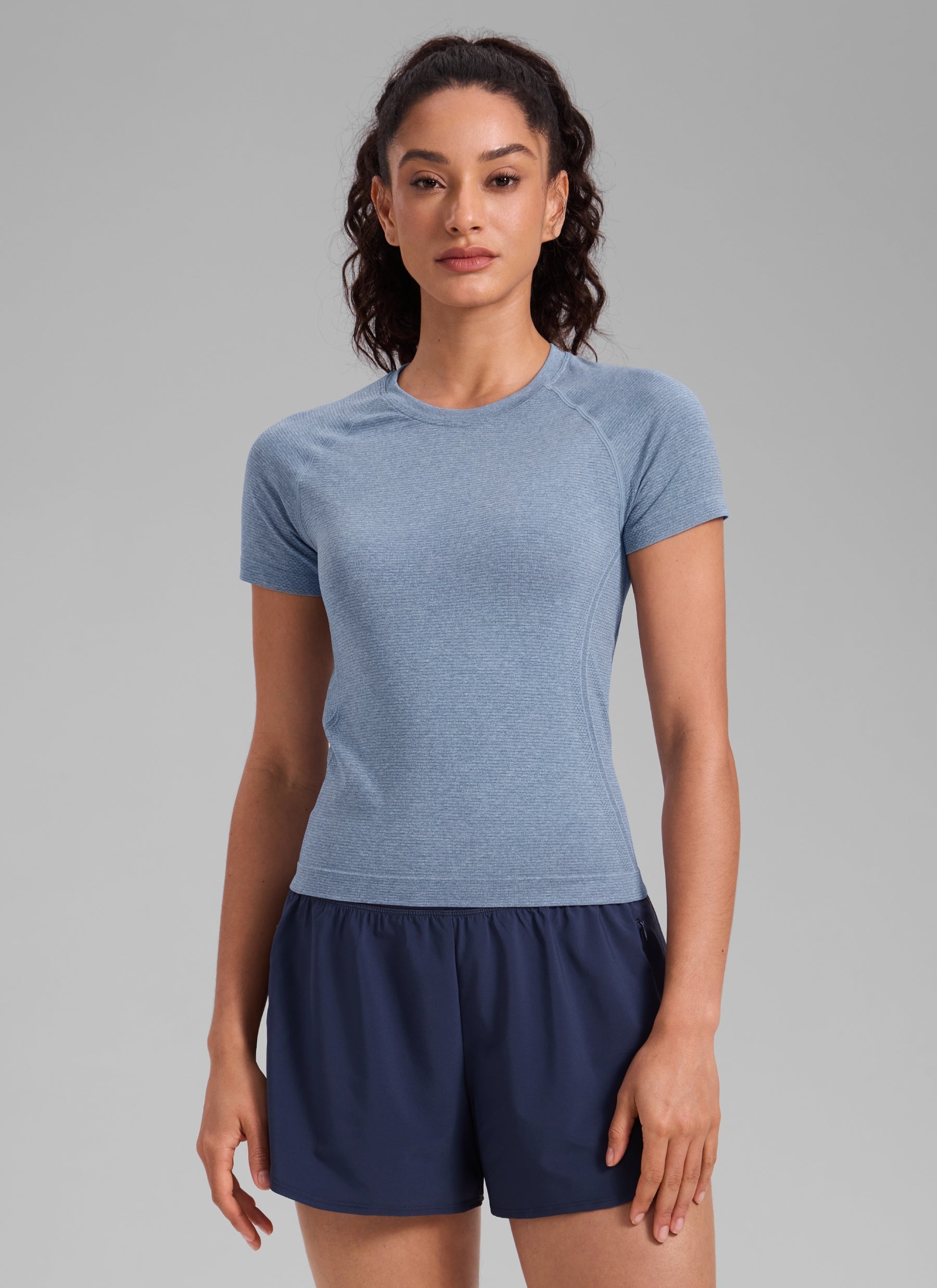 חולצה קצרה Seamless Crew Neck - Oasis Blue