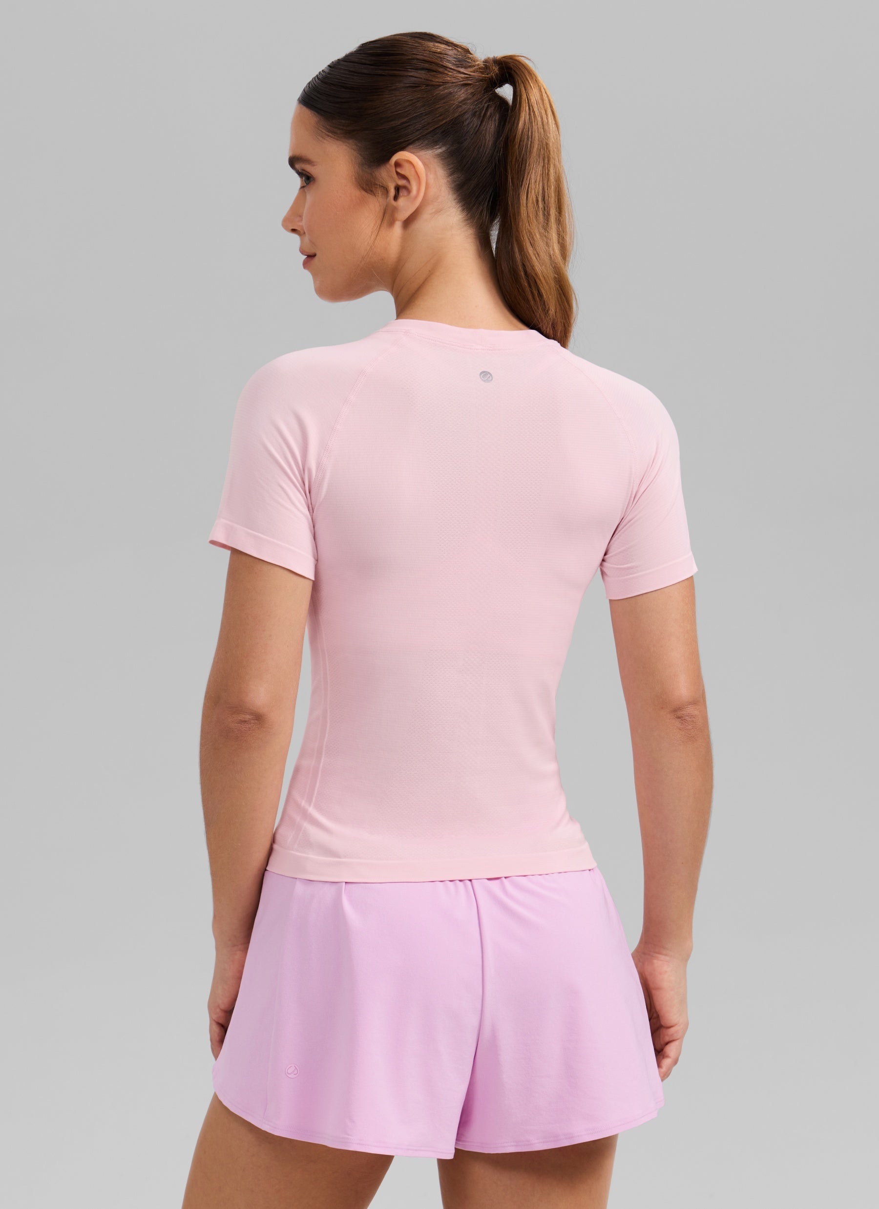 חולצה קצרה Seamless Crew Neck - Strawberry Pink