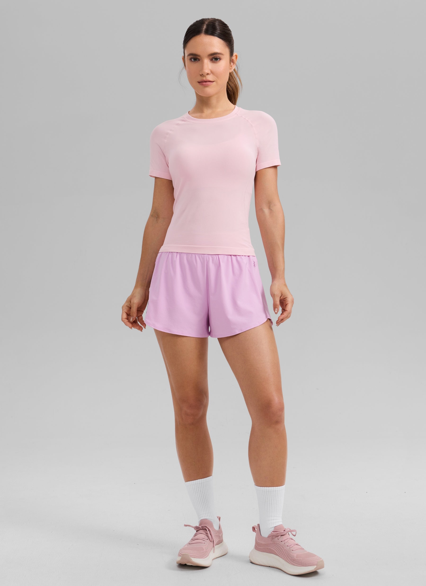 חולצה קצרה Seamless Crew Neck - Strawberry Pink