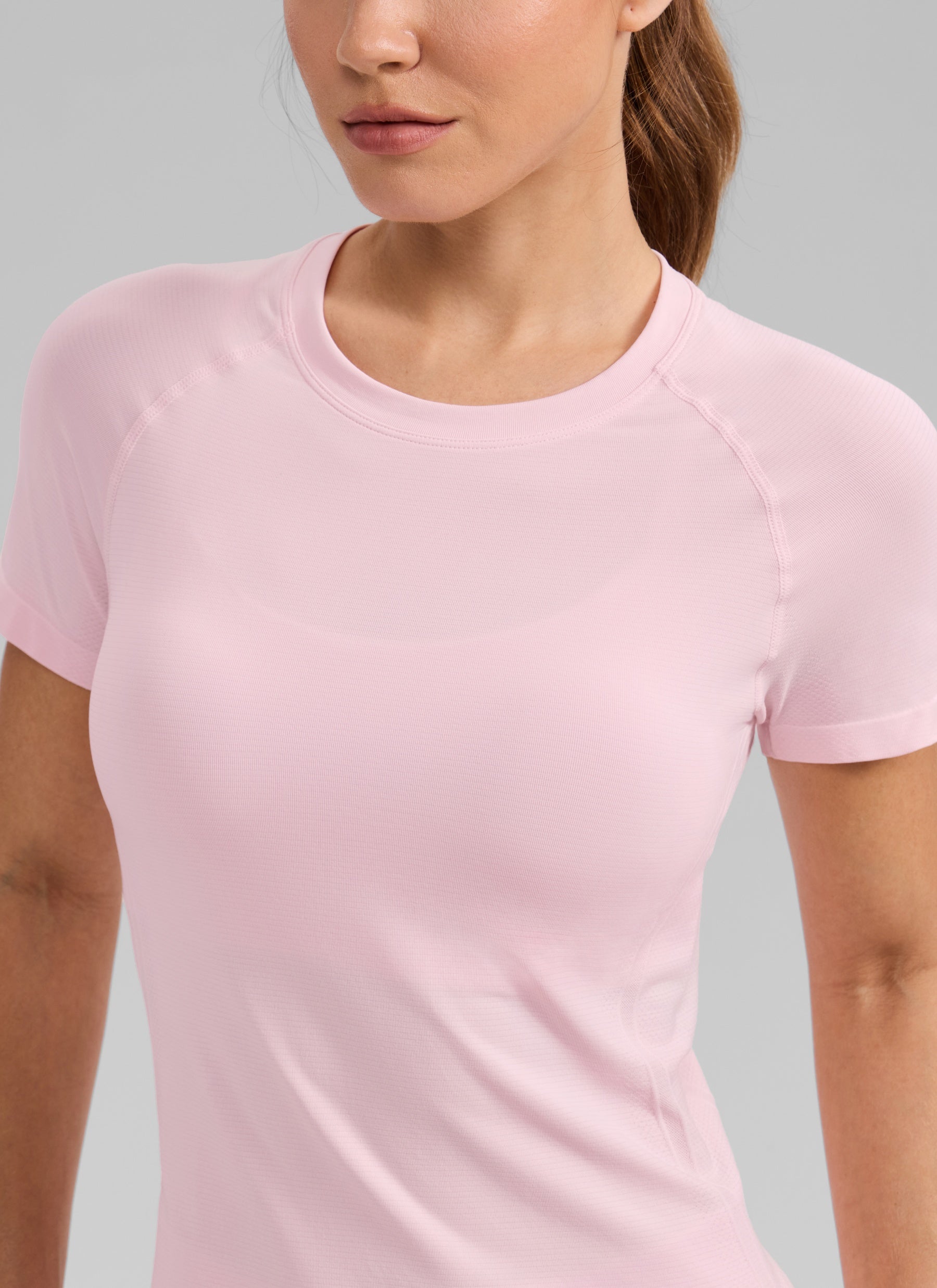 חולצה קצרה Seamless Crew Neck - Strawberry Pink