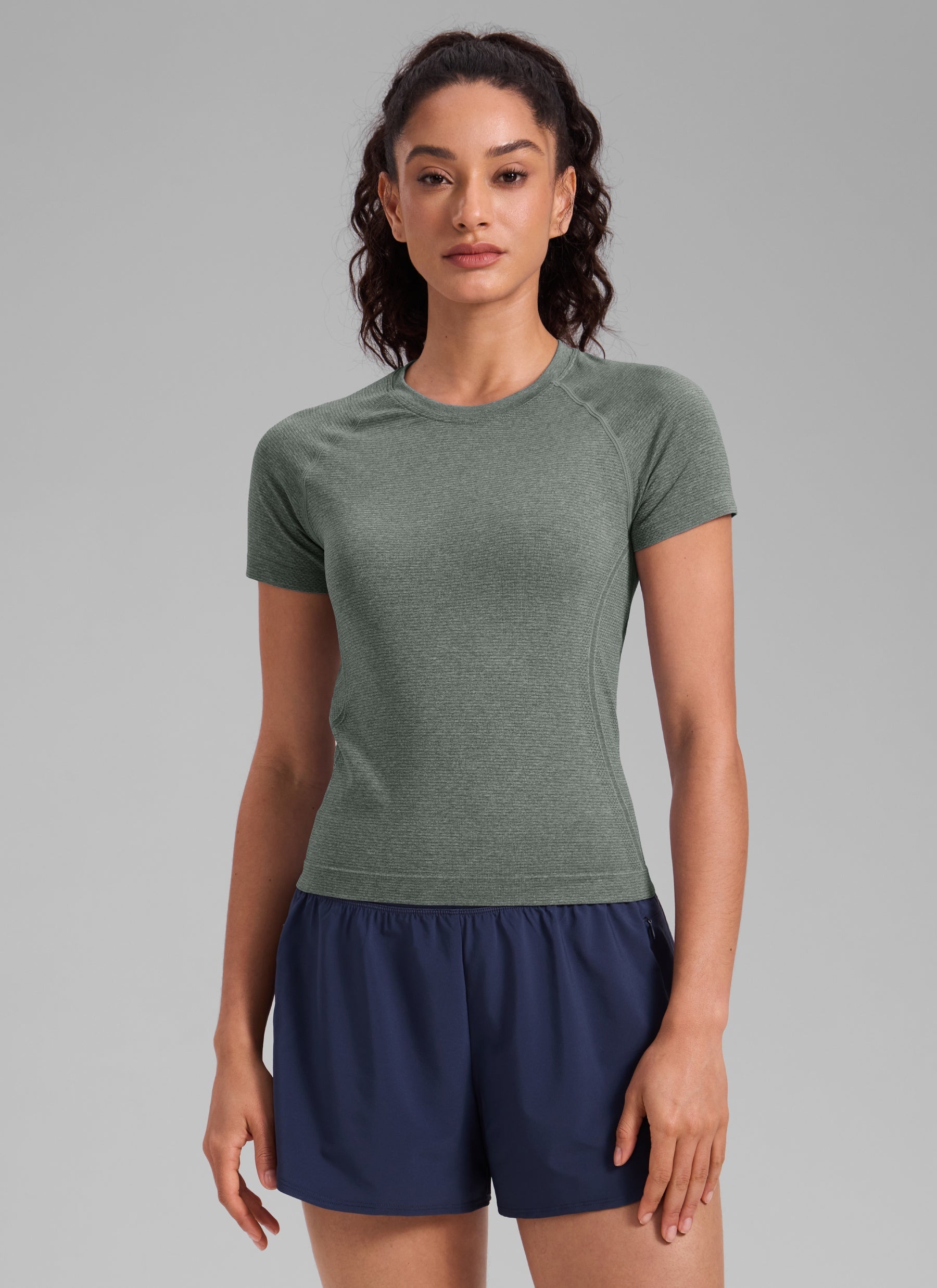 חולצה קצרה Seamless Crew Neck - מרווה