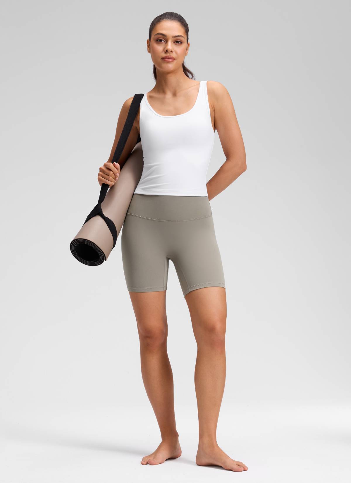 טייץ קצר Butterluxe 6" No Front Seam - Warm Ash Grey