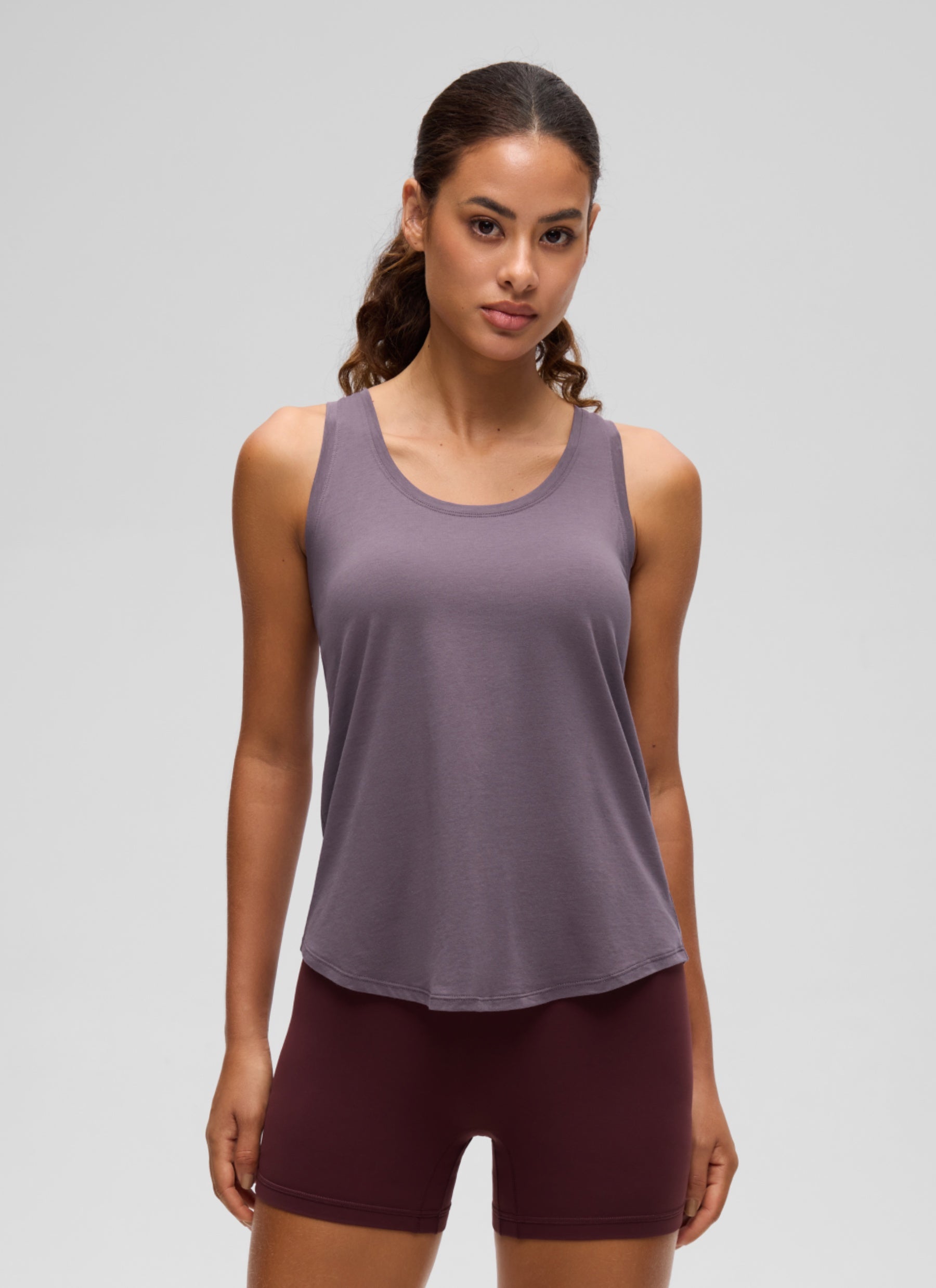 גופיית אימון Pima Hip-Length - Purple Gray