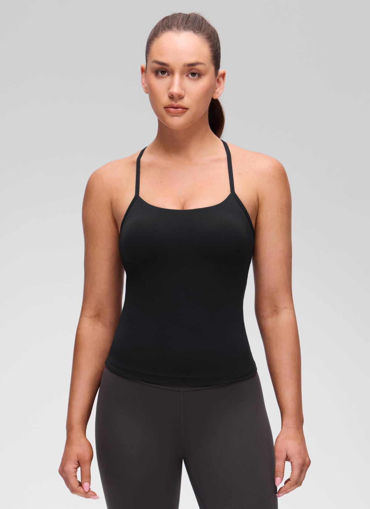 גופייה עם חזייה פנימית תומכת Butterluxe Y-back אורך מותן - שחור